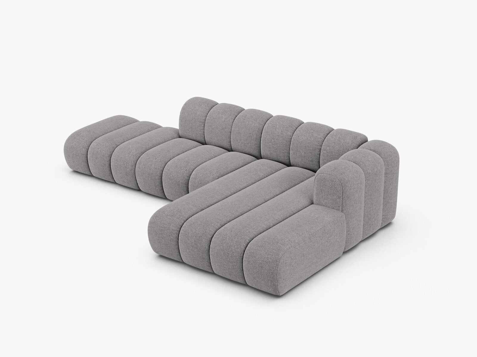 Micadoni Modulares Ecksofa offen Lupine 5-Sitzer Rechts Chenille Eden Hellgrau