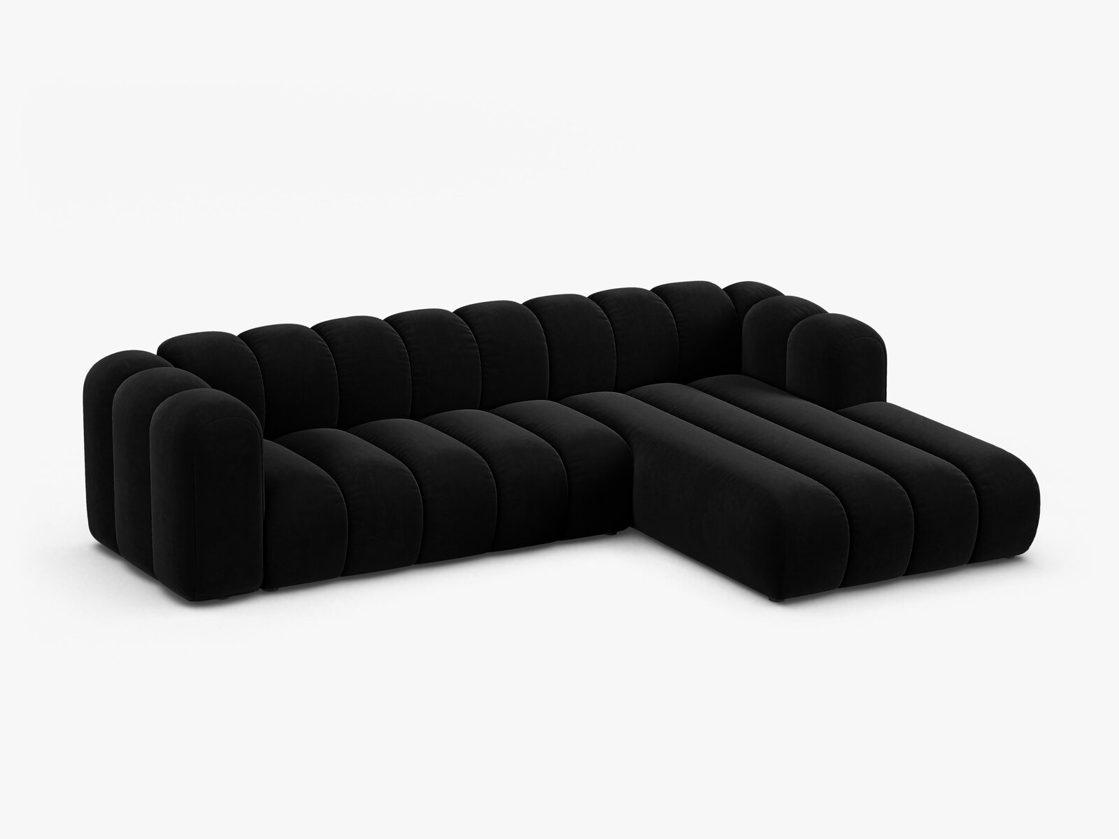 Micadoni Modulares Ecksofa Lupine 4-Sitzer Rechts Samt Venus Schwarz