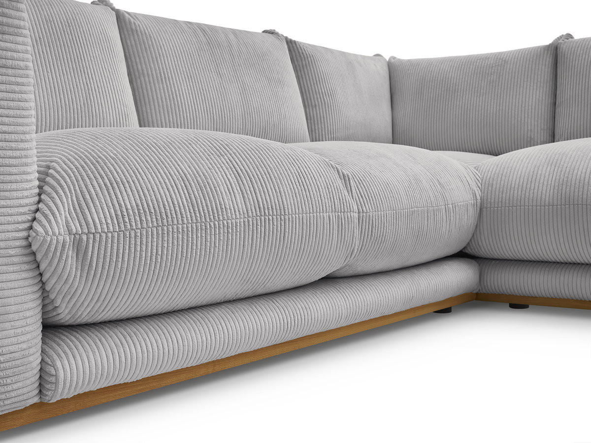 Bobochic Ernest Ecksofa mit Pouf Cordsamt Hellgrau