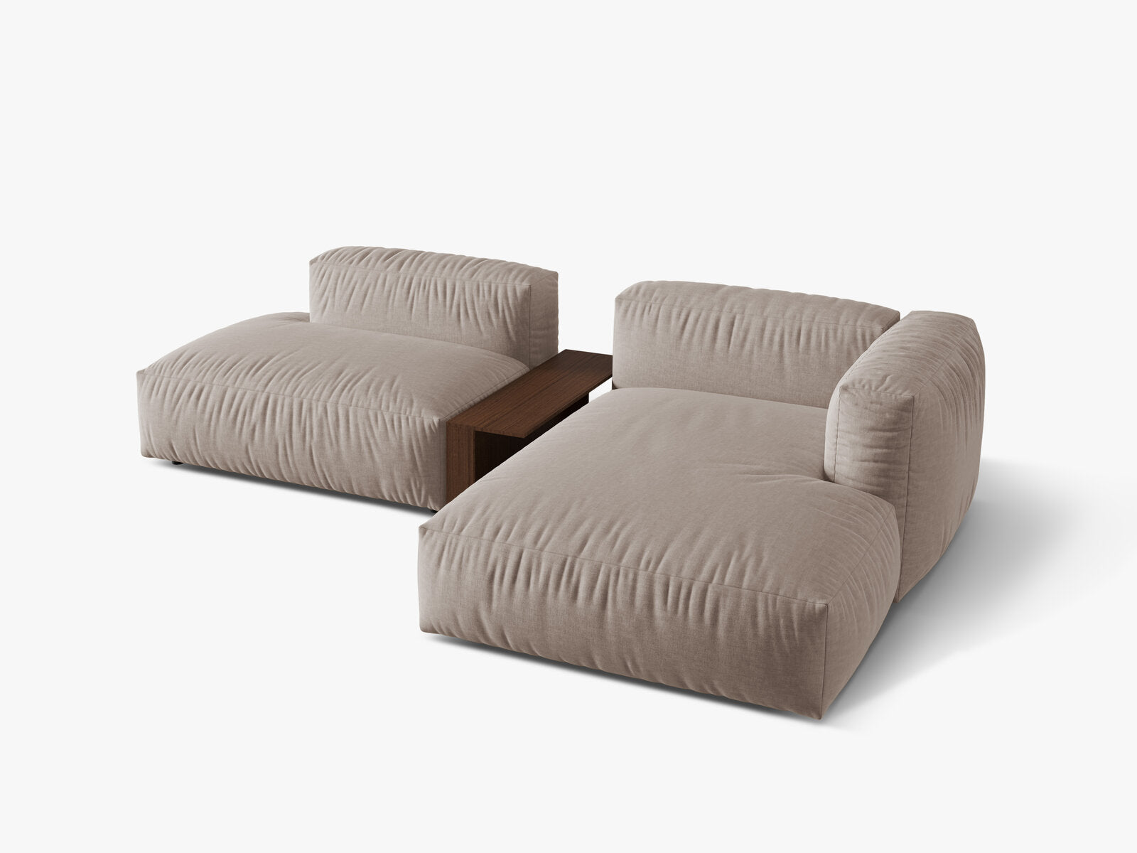 Micadoni Ecksofa Martina 2-Sitzer mit Couchtisch Rechts Strukturierter Stoff Dunkelbeige