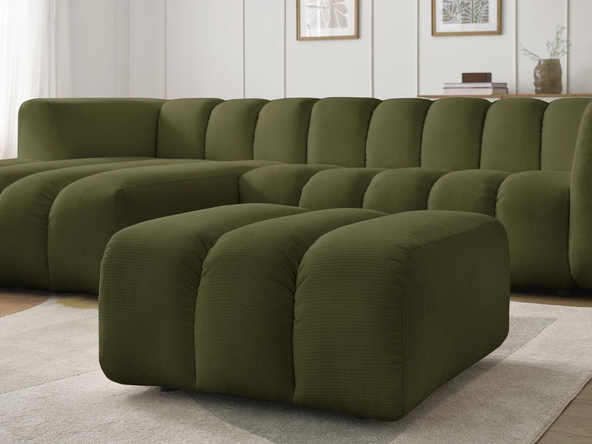 Bobochic Talia Ecksofa mit Pouf Melange-Stoff Grün Ecke links
