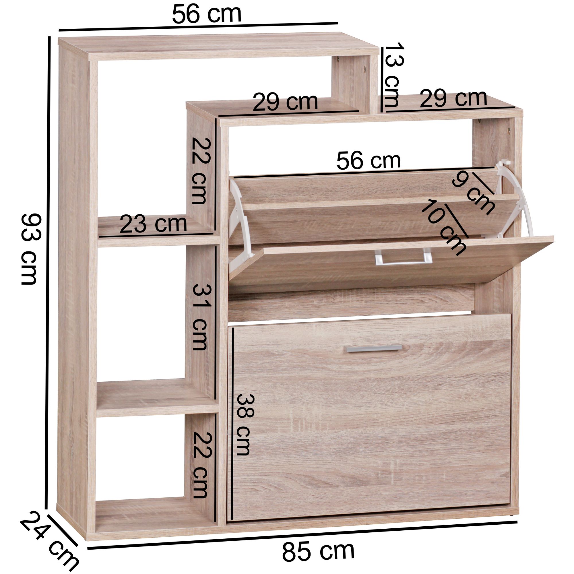 Schuhkommode Averoy Sonoma 85 × 24 × 93 cm