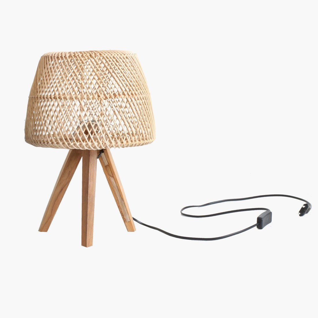 Raw Materials Tischleuchte Maze Rattan/Holz