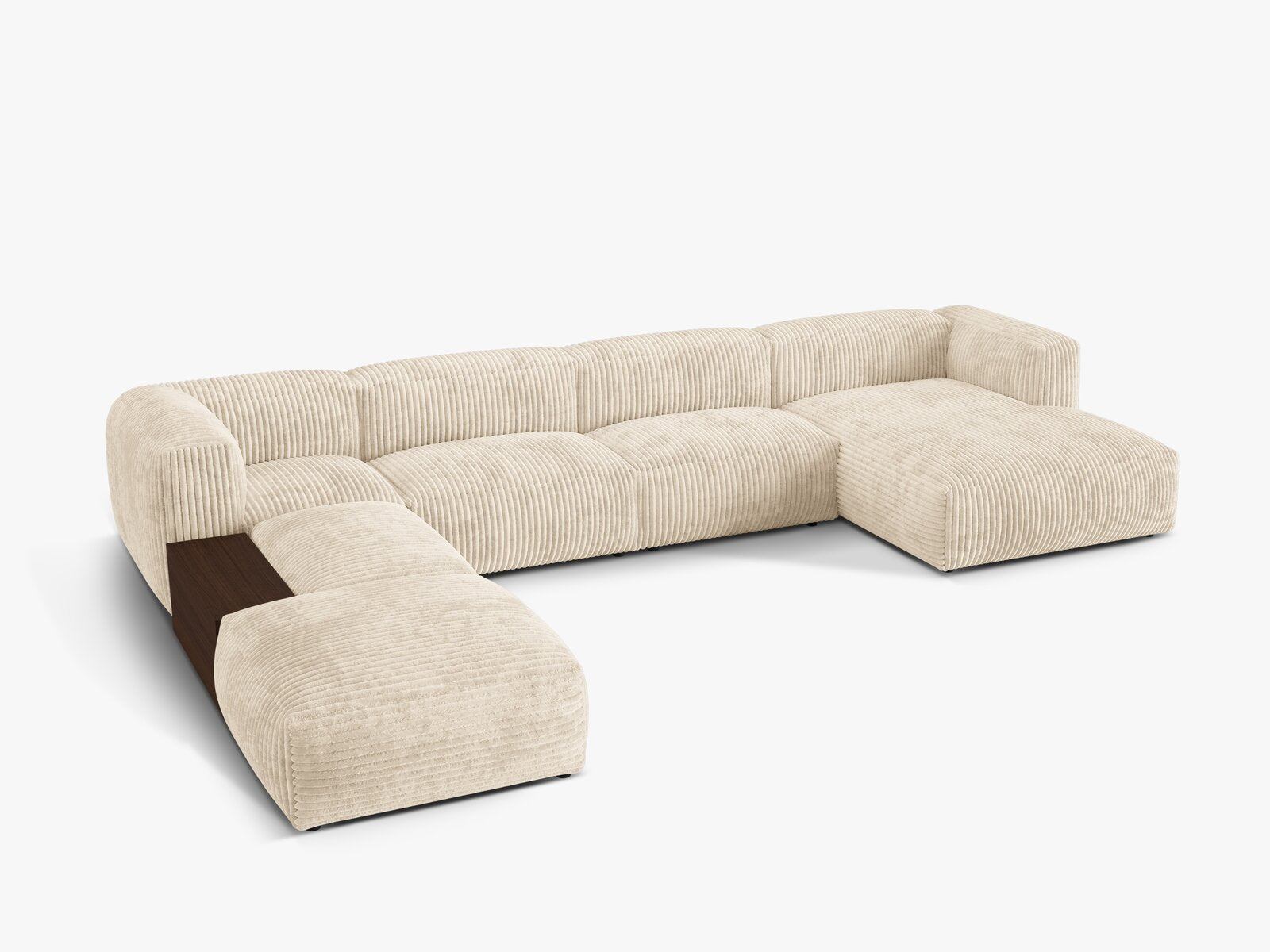 Micadoni Panorama-Ecksofa Martina 5-Sitzer Links Kord Helles Beige