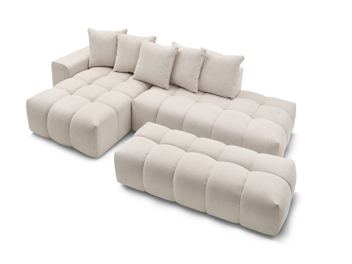 Bobochic Mont-blanc Ecksofa mit Pouf Melange-Stoff Beige Ecke links