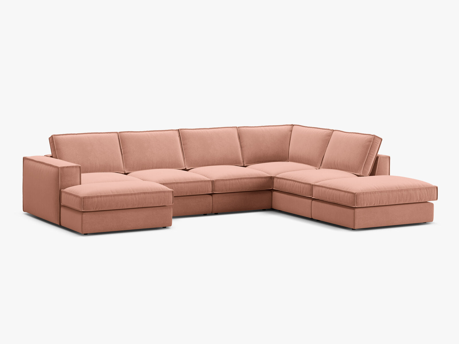 Micadoni modulares Panorama Ecksofa Pola 5-Sitzer Rechts Samt Salvador Rosa