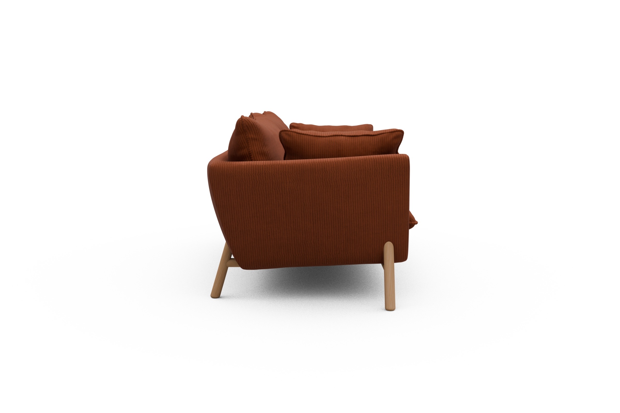 Sofa Emil PREMIUM 2-Sitzer Beinfarbe Eiche Natur Corduroy-Burnt-Orange