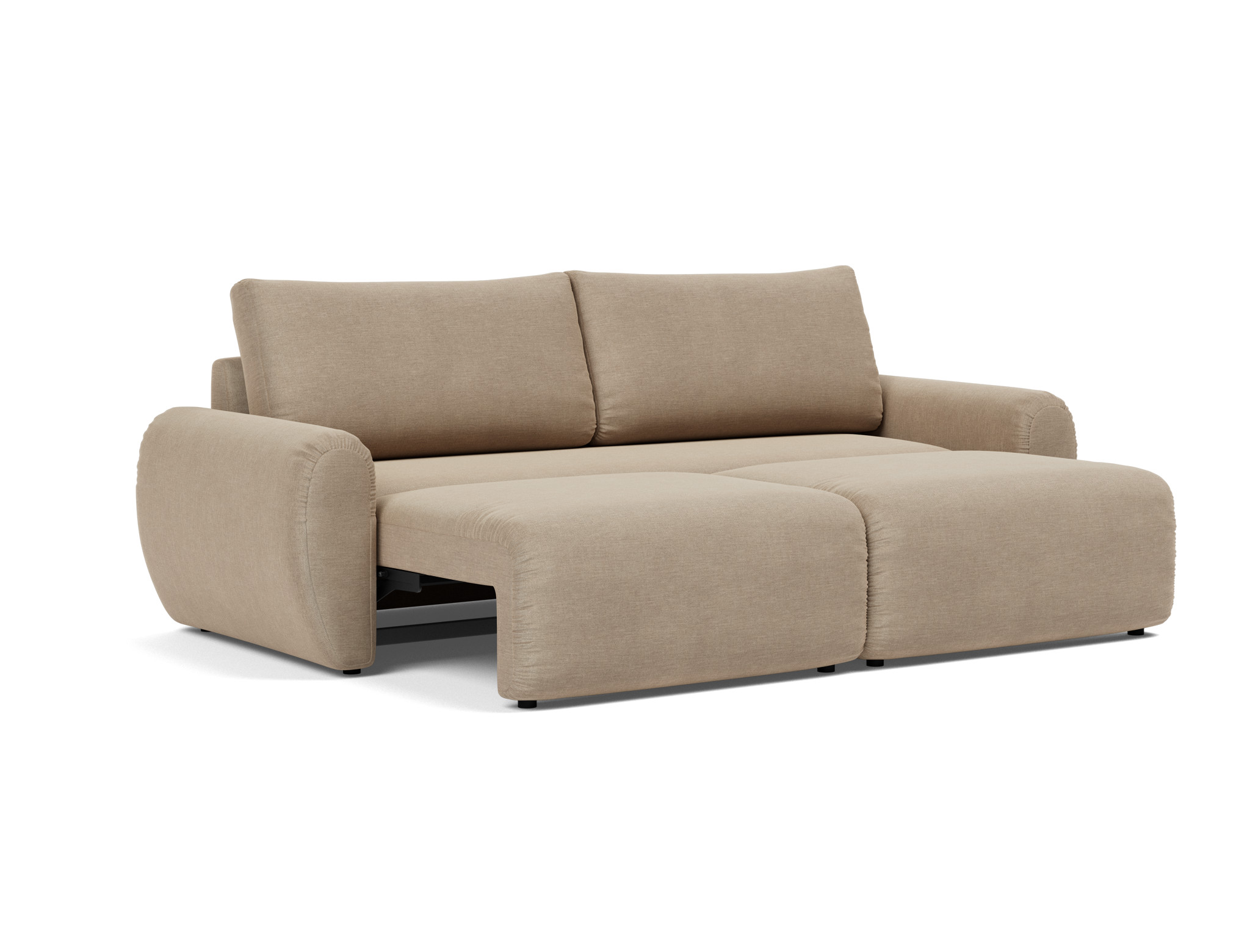 Schlafsofa Norum mit Curve-Armlehnen Flachgewebe Phobos 587-Mocha