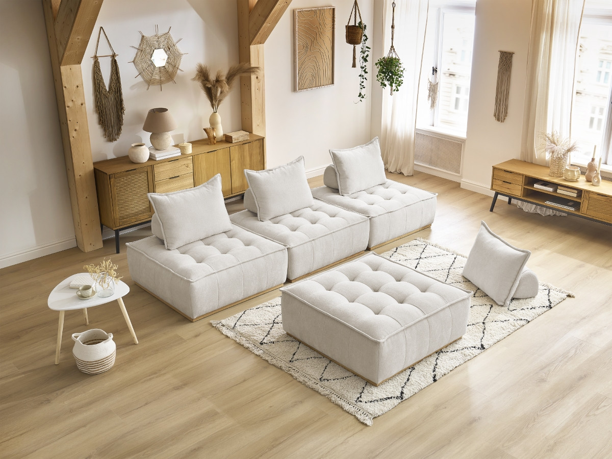 Bobochic Elisa Sofa 4-Sitzer Strukturstoff Weiß
