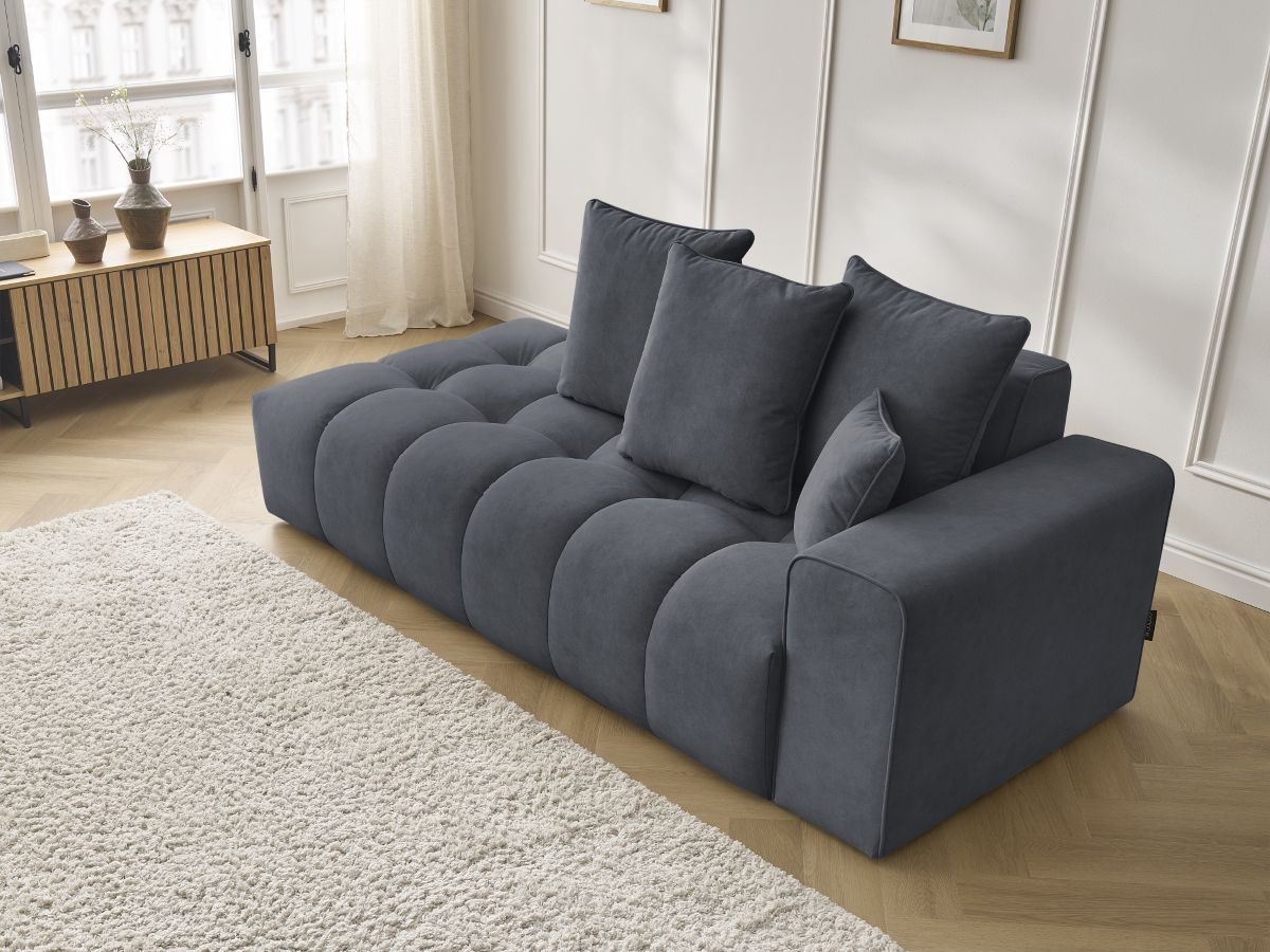 Bobochic Mont-blanc Sofa 4-Sitzer Samt Dunkelgrau Armlehne rechts