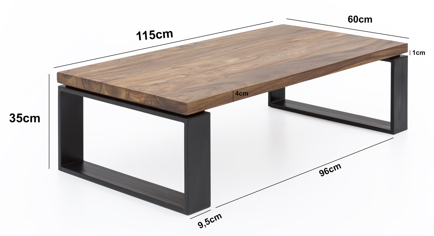 Couchtisch Egeskov Massivholz Dunkelbraun 115 × 60 × 35 cm