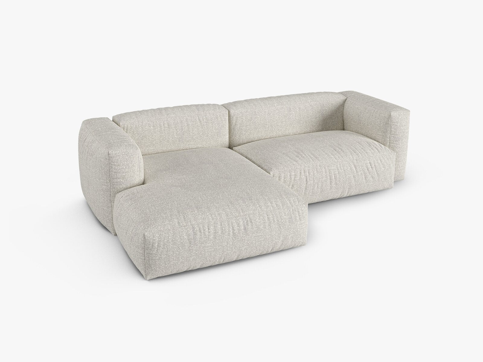 Micadoni Ecksofa Martina 2-Sitzer 90cm Sitztiefe Links Boucle Monet Grau Beige Melange