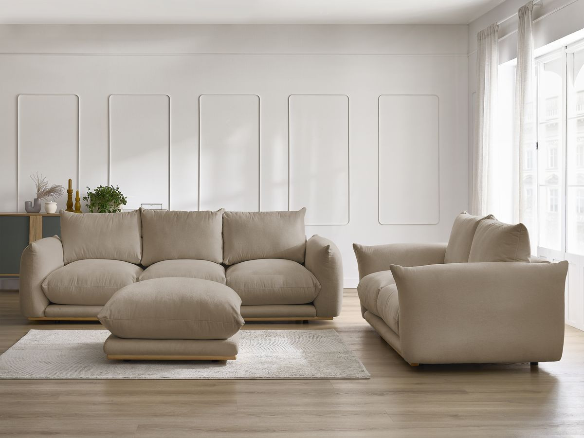 Bobochic Ernest Sofa 6-Sitzer mit Pouf Stoff Taupe