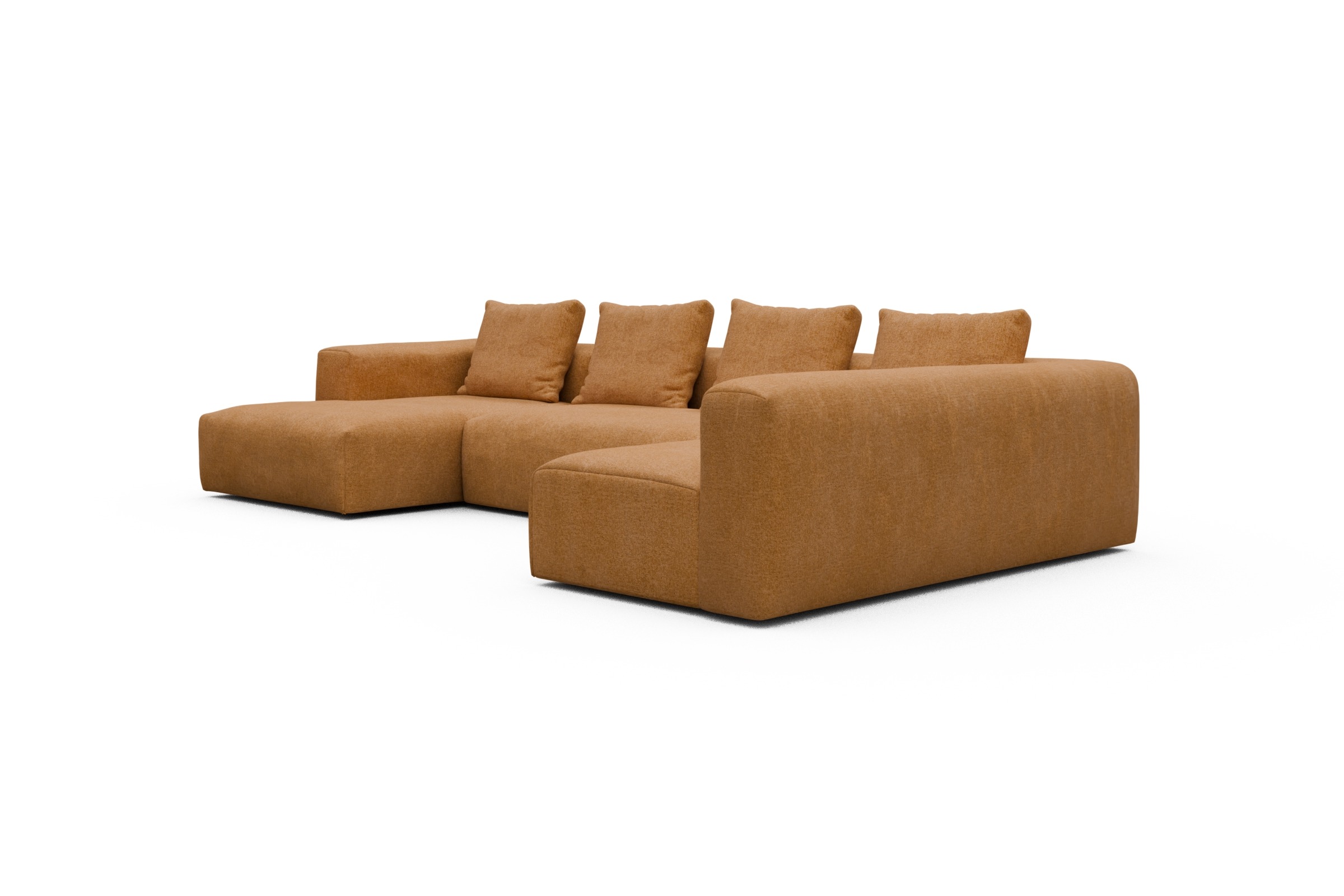 Wohnlandschaft Fred Chaiselongue links mit 2-Sitzer und lange Armlehne rechts Casone-Warm-Yellow