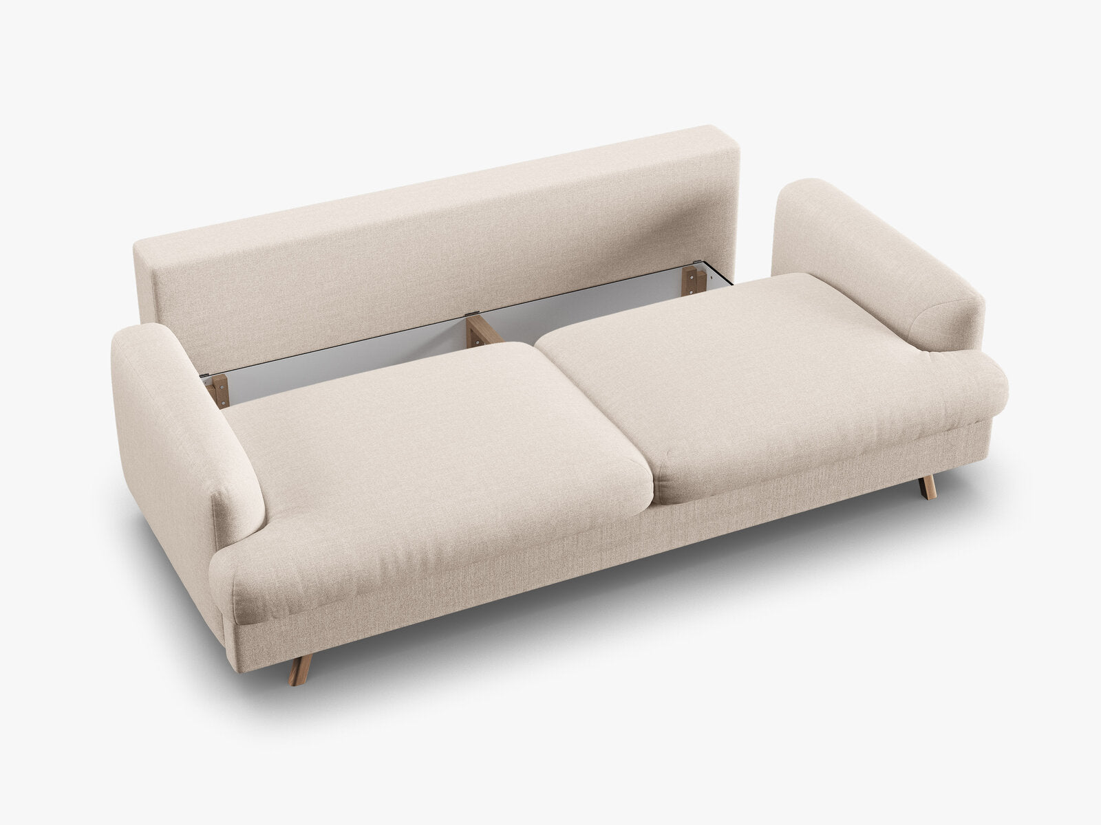Micadoni Naomi Schlafsofa 3-Sitzer mit Bettkasten Strukturierter Stoff Liberty Beige