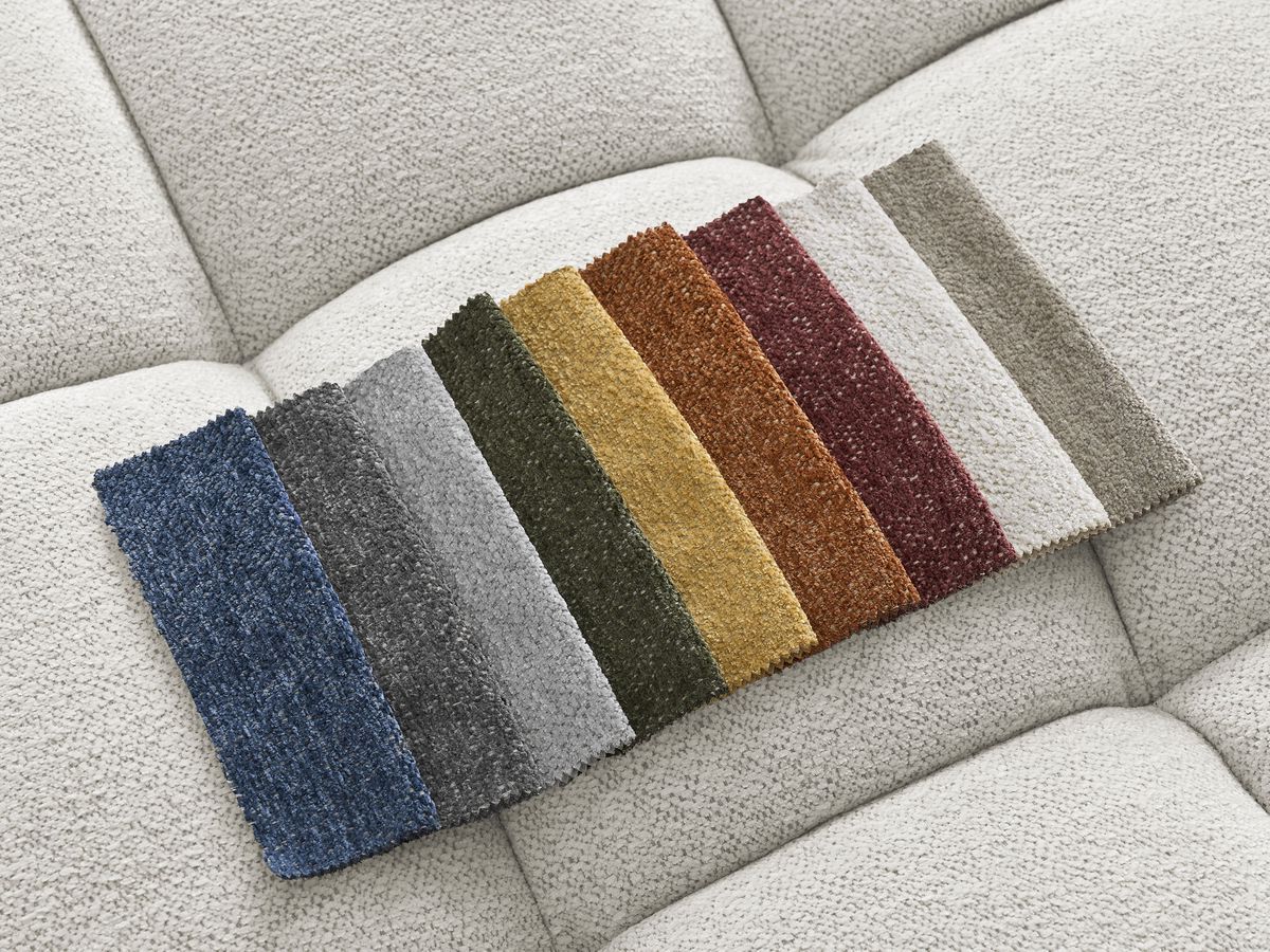 Bobochic Everest Wohnlandschaft mit Pouf, 6 Kissen Melange-Stoff Weiß Ecke rechts