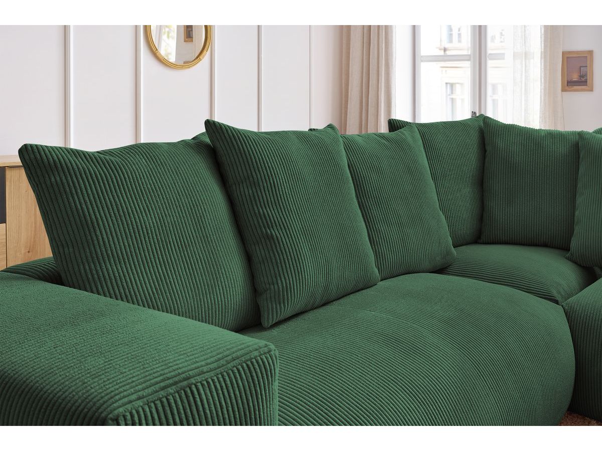 Bobochic Voltaire Ecksofa 268 × 214 cm Cordsamt Grün Ecke rechts