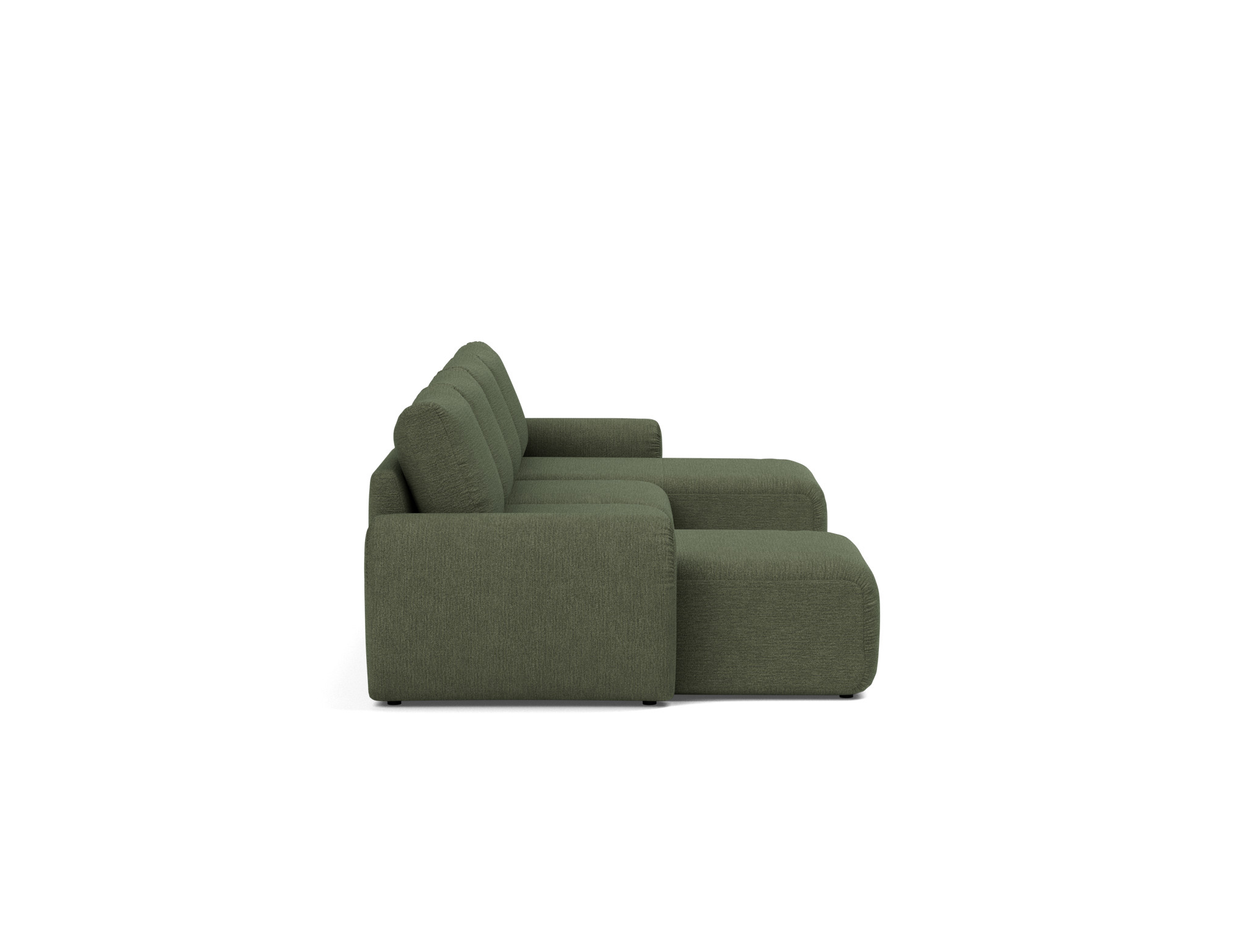 Schlafsofa Norum U-Form mit Curve-Armlehnen Strukturierter Stoff Taura 353-Forest