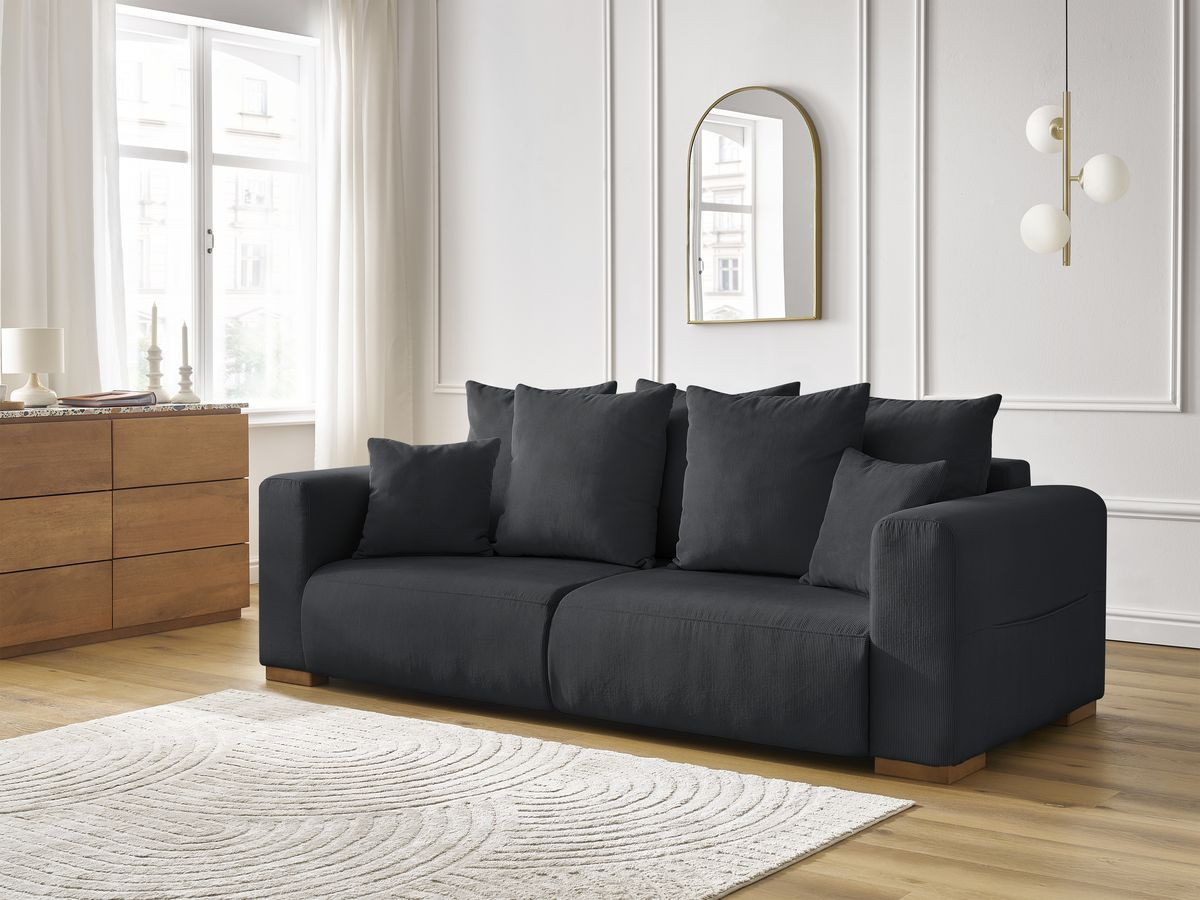 Bobochic Sidonie Sofa 3-Sitzer Cordsamt Schwarz