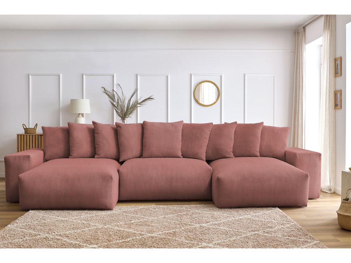 Bobochic Voltaire Wohnlandschaft 420 × 165 cm Cordsamt Rosa