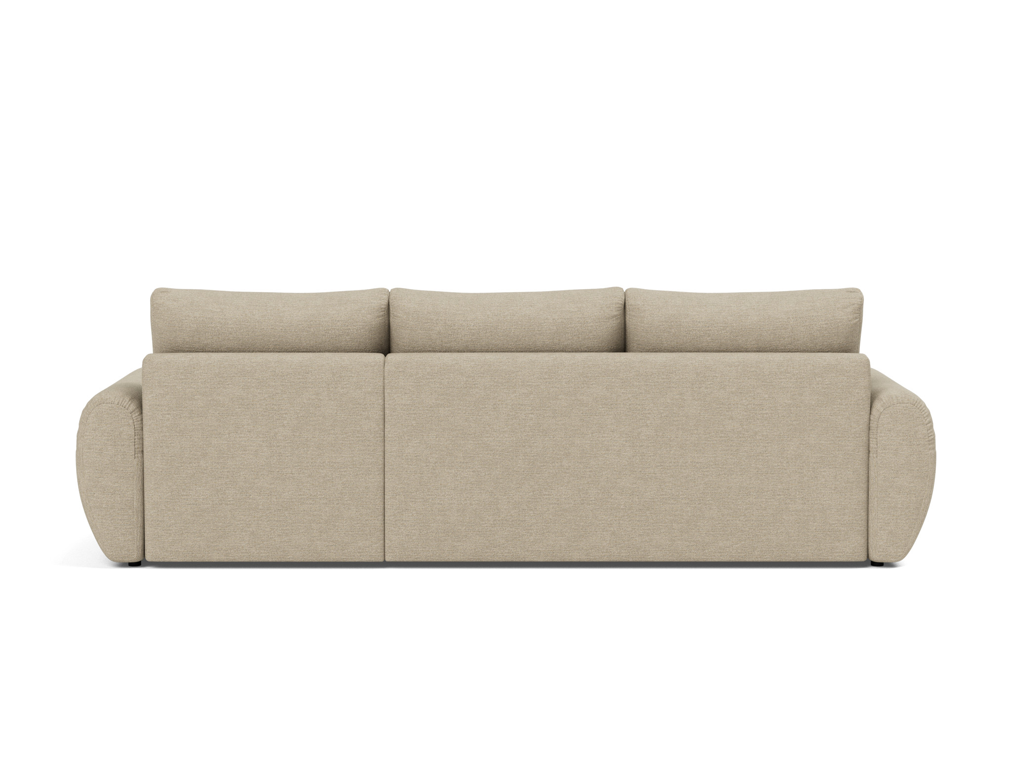 Schlafsofa Norum mit Chaiselongue und Curve-Armlehnen Strukturierter Stoff Taura 356-Sand