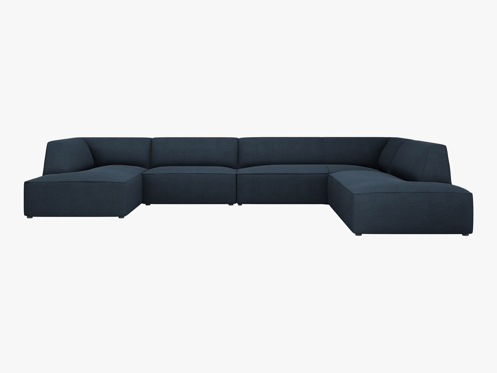 Micadoni Panorama-Ecksofa Ruby 7-Sitzer Rechts Strukturierter Stoff Ottawa Marineblau