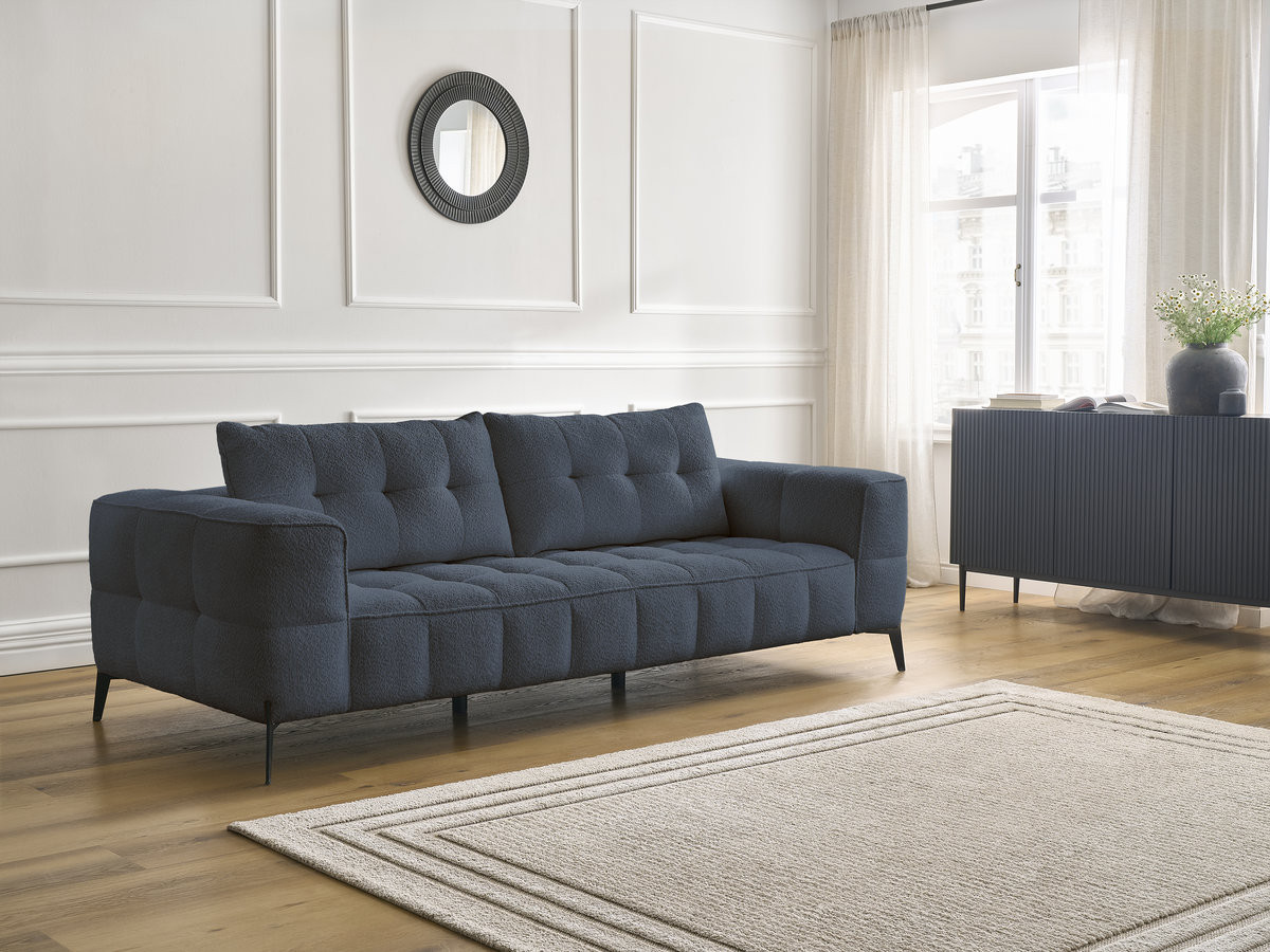 Bobochic Anis Sofa 3-Sitzer Bouclé-Stoff Dunkelblau