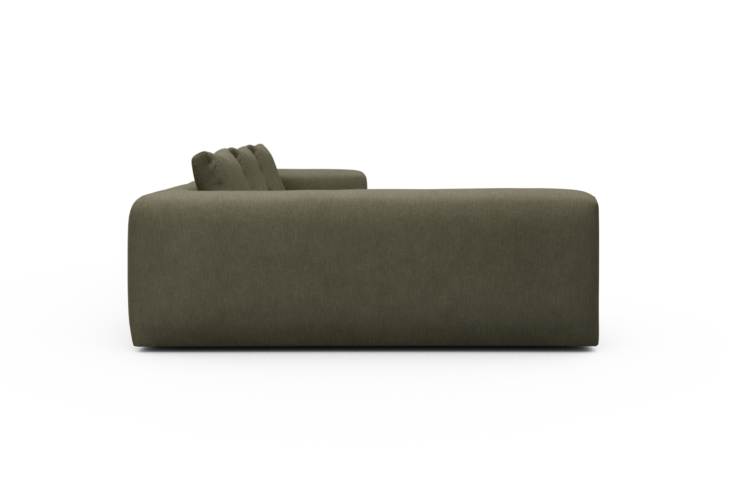 Ecksofa Fred 2x 2,5-Sitzer links offen Vivus-Dusty-Olive