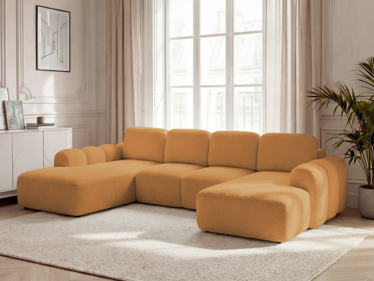 Bobochic Montaigne Wohnlandschaft Bouclé-Stoff Gelb Ecke rechts