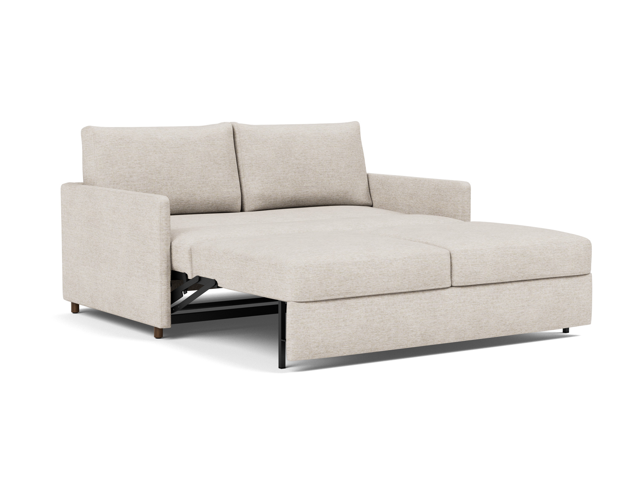Schlafsofa Neah mit Slim-Armlehnen 160 Chenille Yuveno 470-Natural
