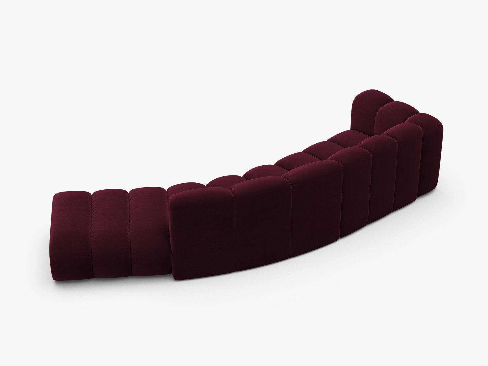 Micadoni Modulares Sofa Lupine 5-Sitzer Samt Venus Burgunder Rechts