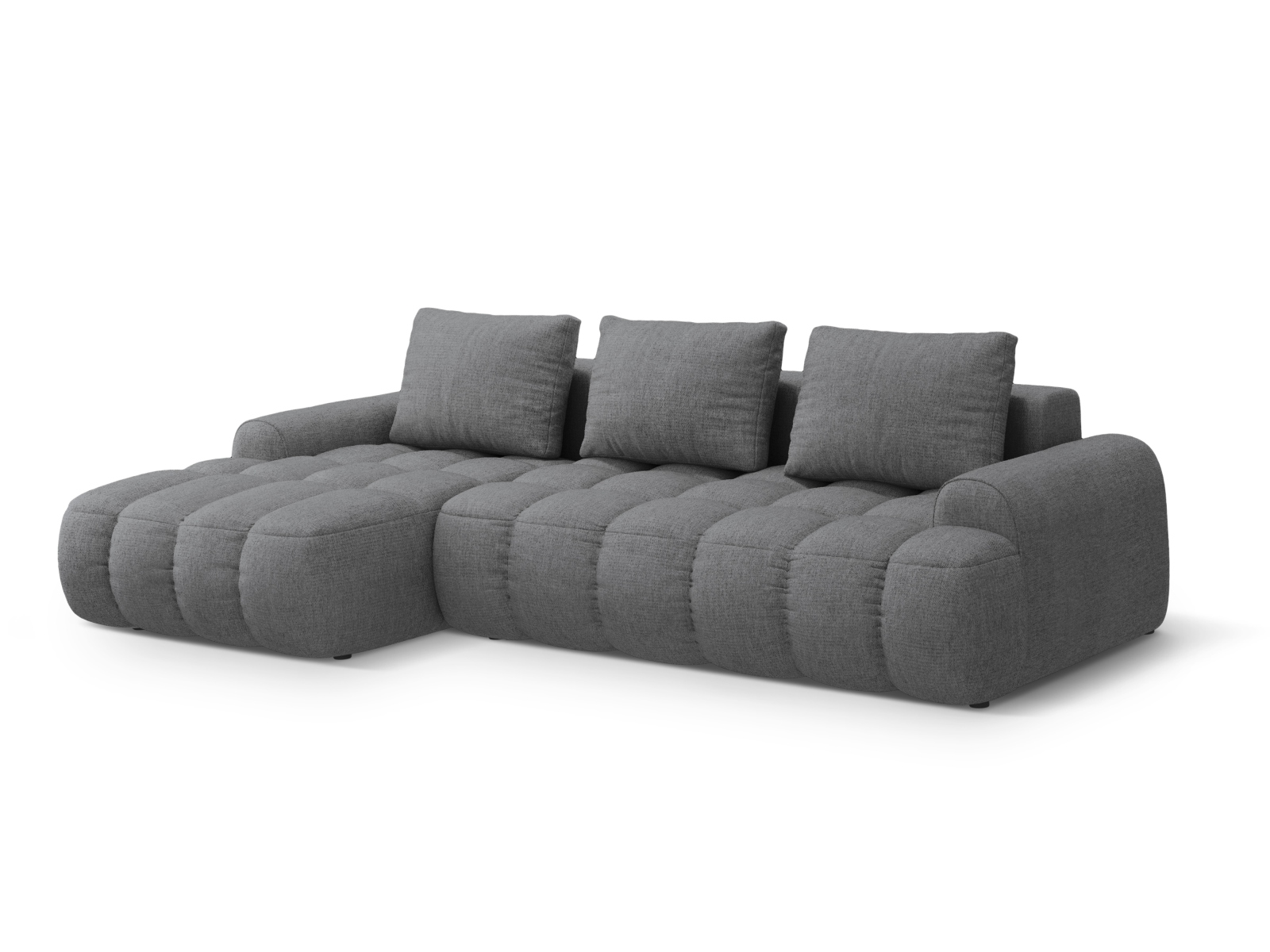 Cosmopolitan Design Ecksofa Linz 3-Sitzer mit Schlaffunktion Strukturierter Stoff Sorella Grau Links
