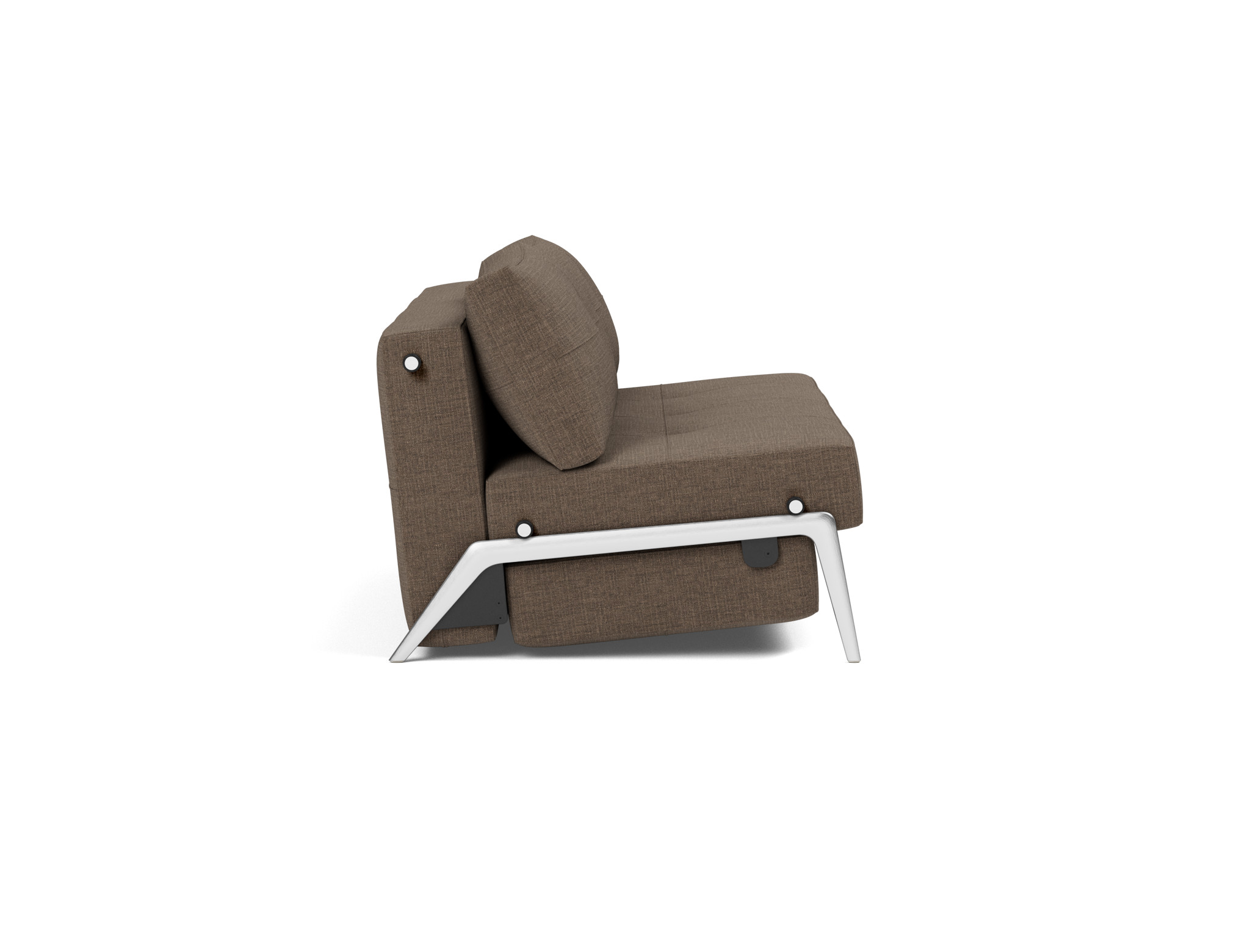 Schlafsofa Cubed 140 Chenille Esina 411-Cedar-Brown Beine Aluminium