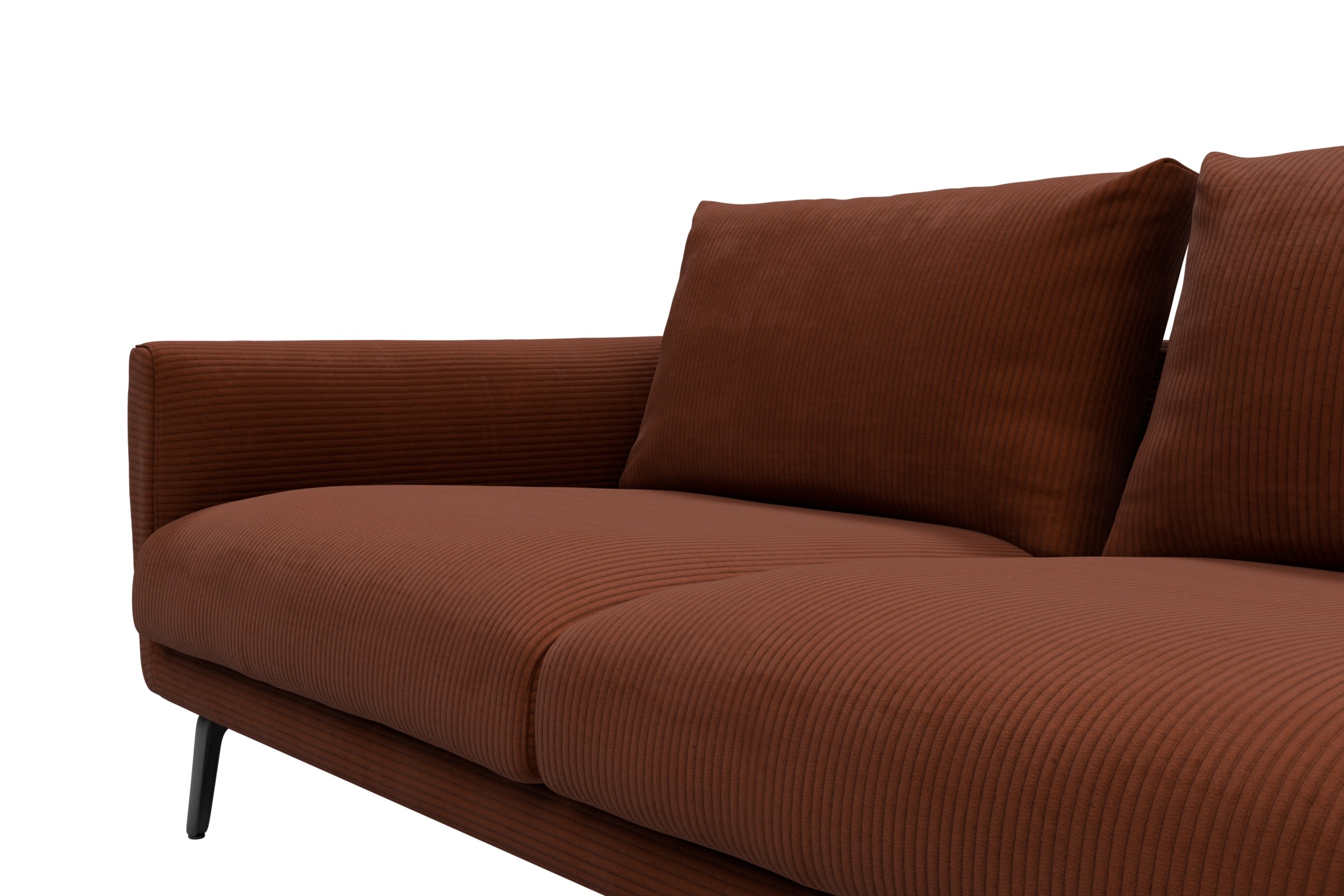 Ecksofa Karl Relax-Ecke rechts mit 2,5-Sitzer Corduroy-Burnt-Orange