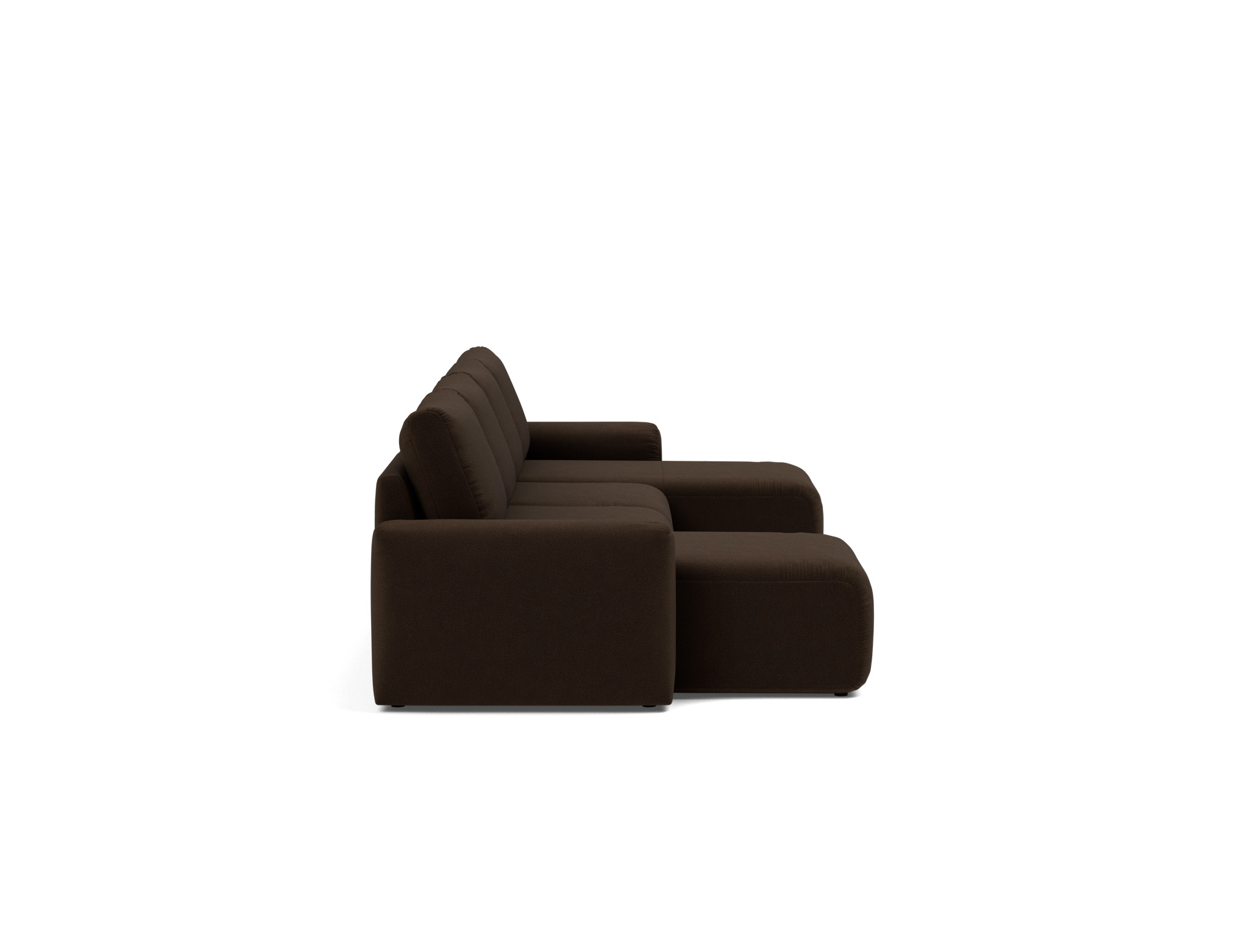 Schlafsofa Norum U-Form mit Chunky-Armlehnen Strukturierter Stoff Taura 358-Chocco