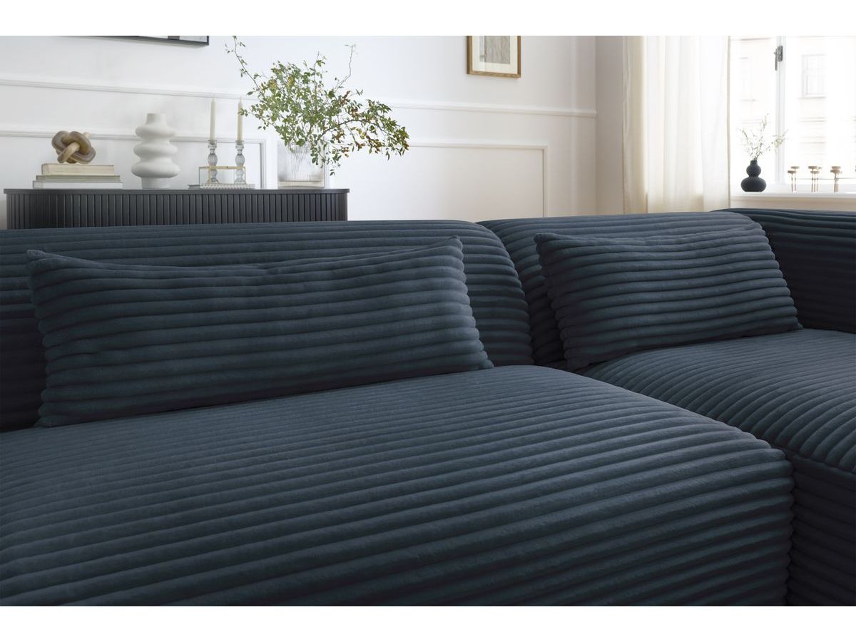 Bobochic Harry Ecksofa Breitcord weich Dunkelblau Ecke rechts