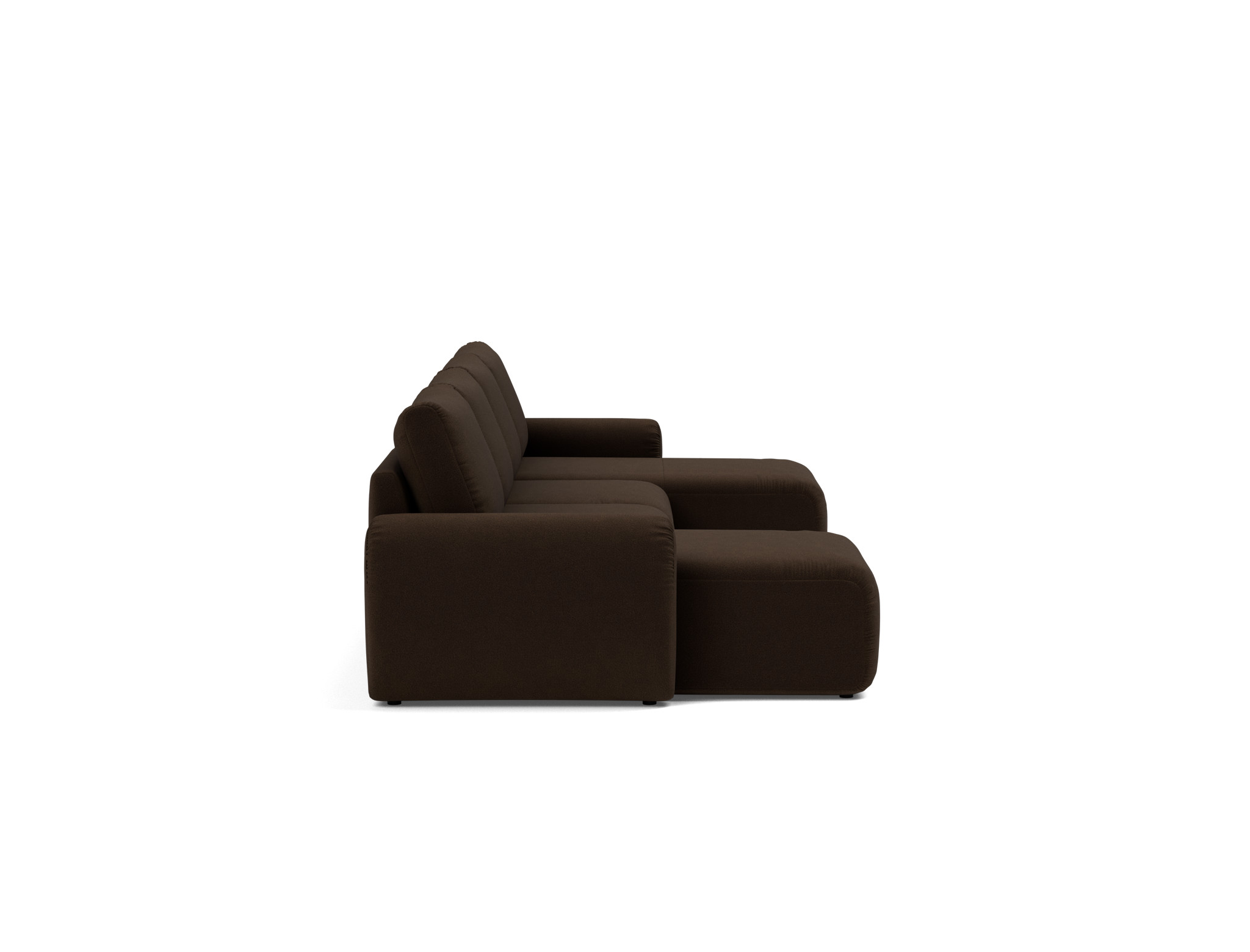 Schlafsofa Norum U-Form mit Curve-Armlehnen Strukturierter Stoff Taura 358-Chocco