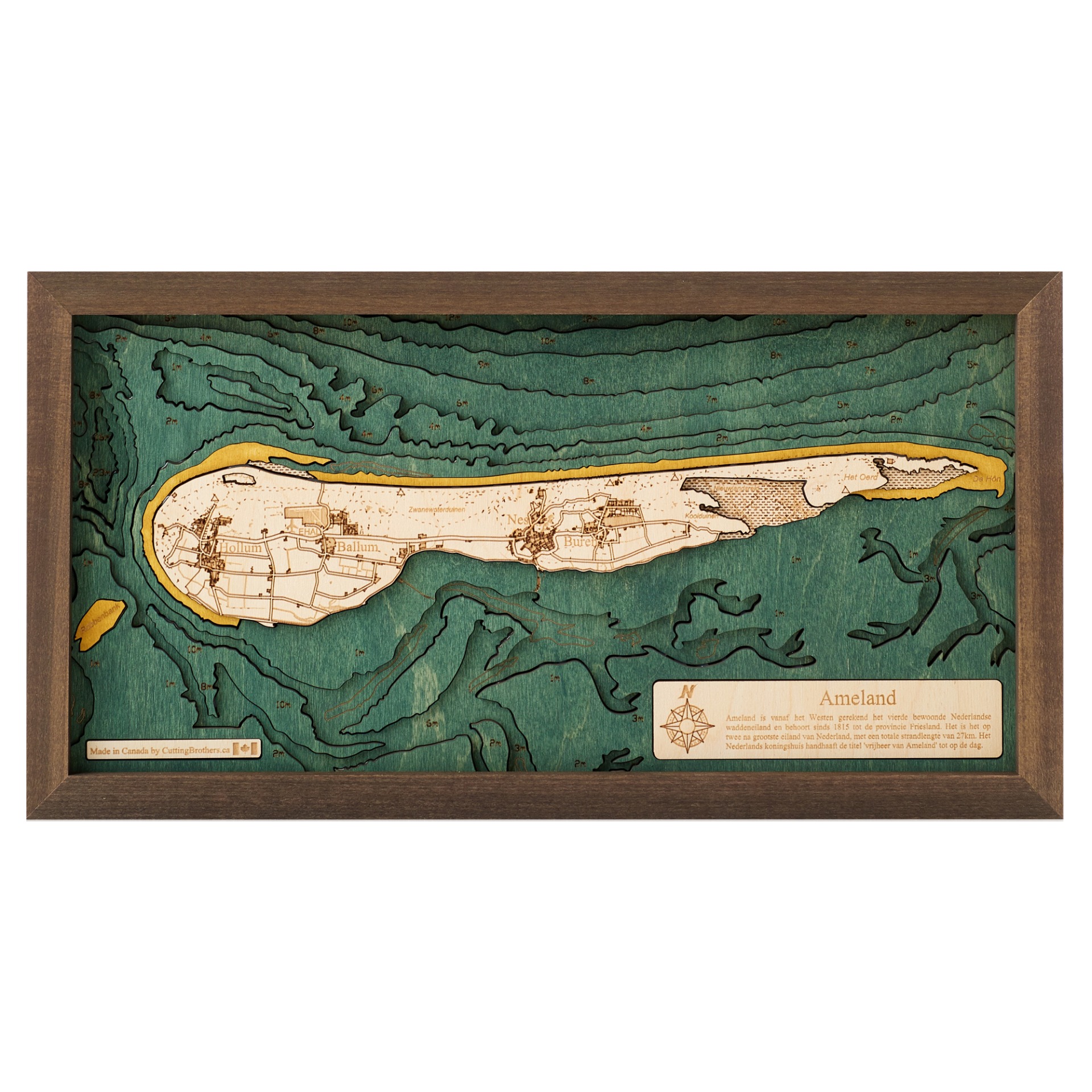 Cutting Brothers 3D Holz-Wandkarte Ameland 40.5 x 20 moebelfaktor