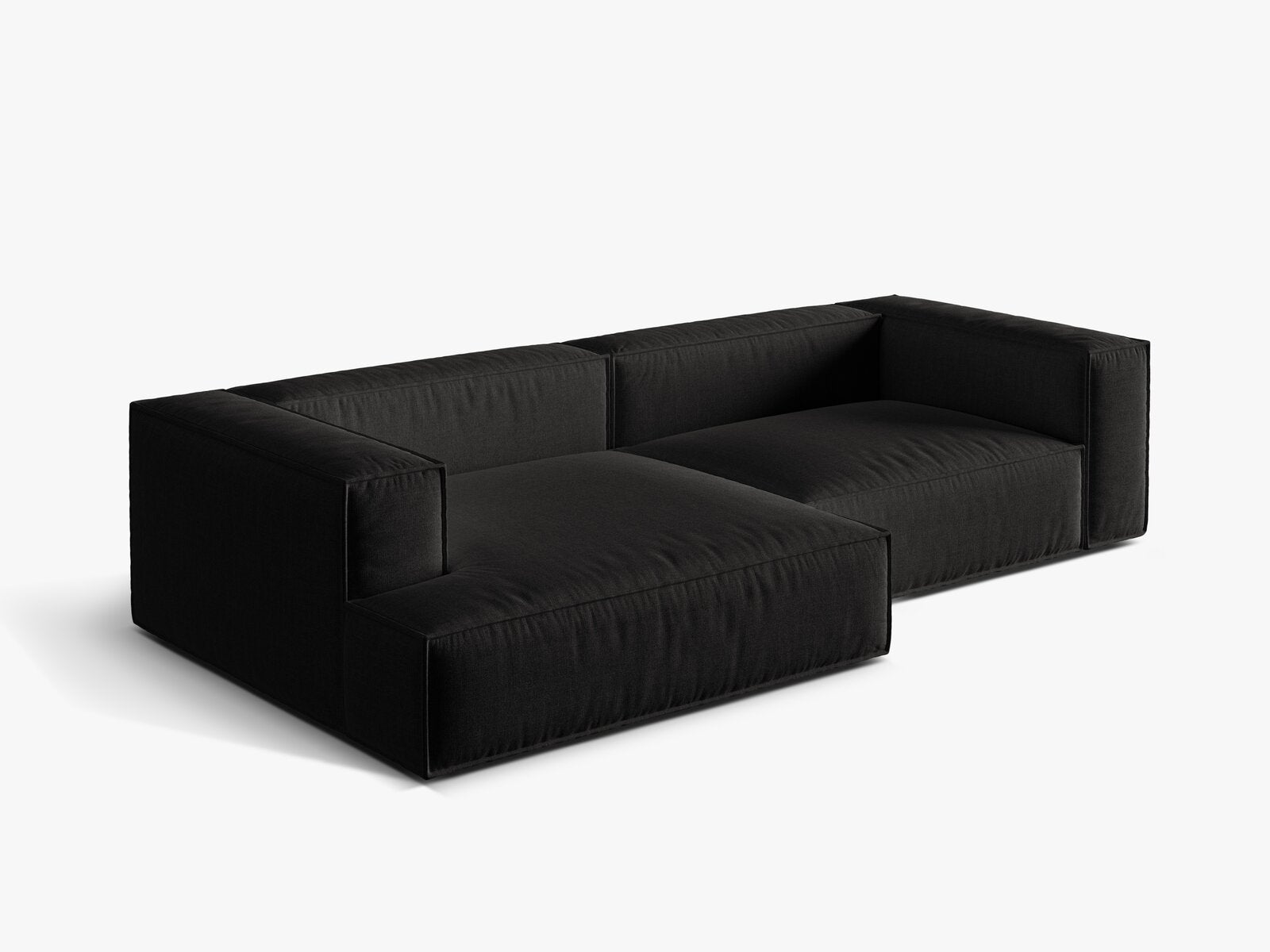 Micadoni Ecksofa Nuria 4-Sitzer Links Strukturierter Stoff Schwarz