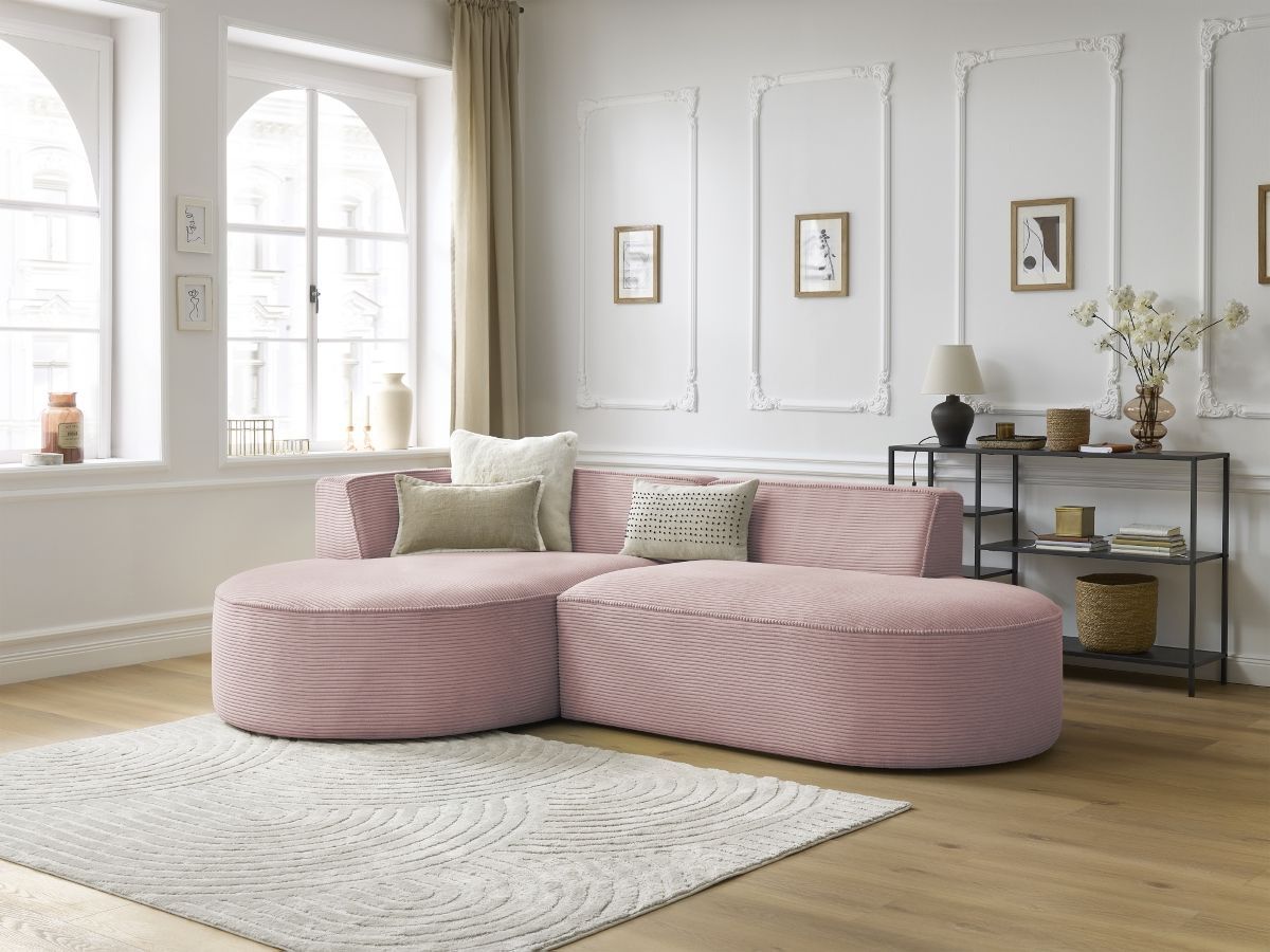 Bobochic Rousseau Ecksofa Cordsamt Violett Ecke links