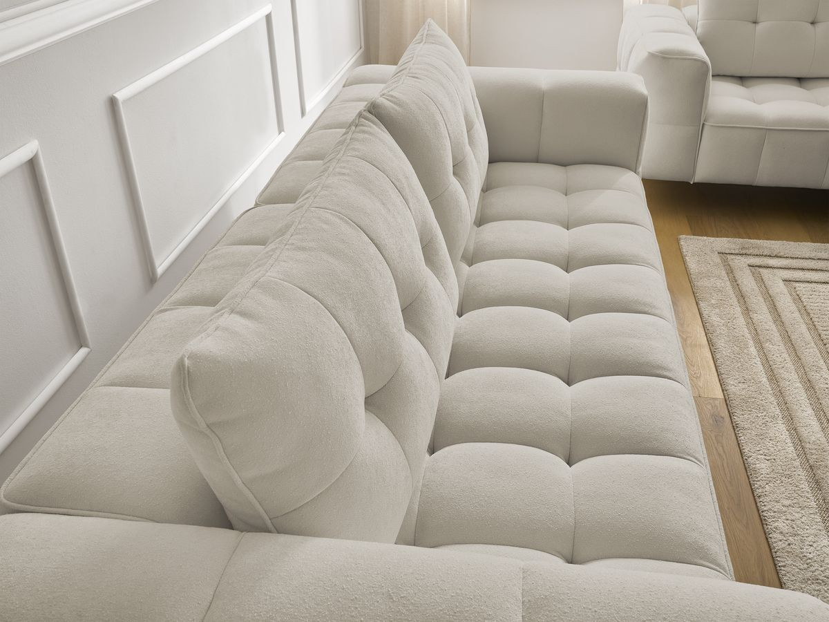 Bobochic Anis Sofa-Set 3- und 2-Sitzer mit Pouf Strukturstoff Beige