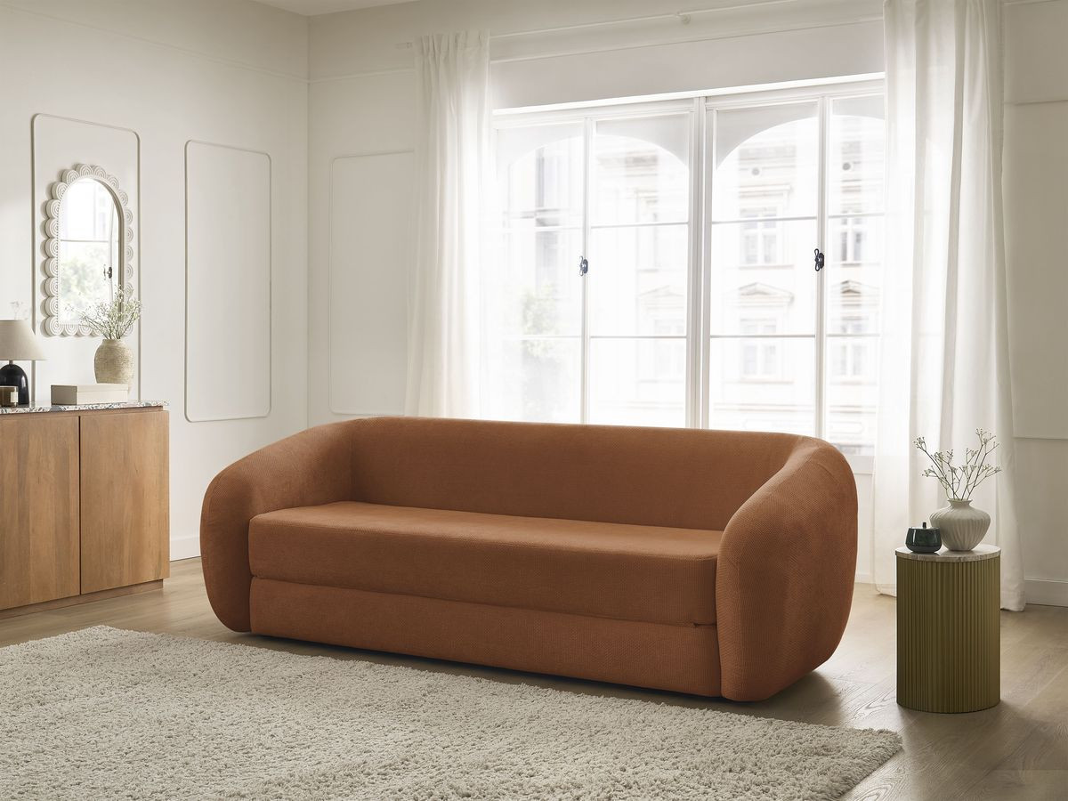 Bobochic Neyo Schlafsofa 3-Sitzer Stoff Orange