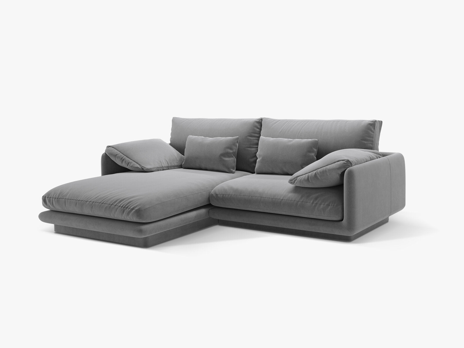 Micadoni Ecksofa Torino 3-Sitzer Links Samt Hellgrau