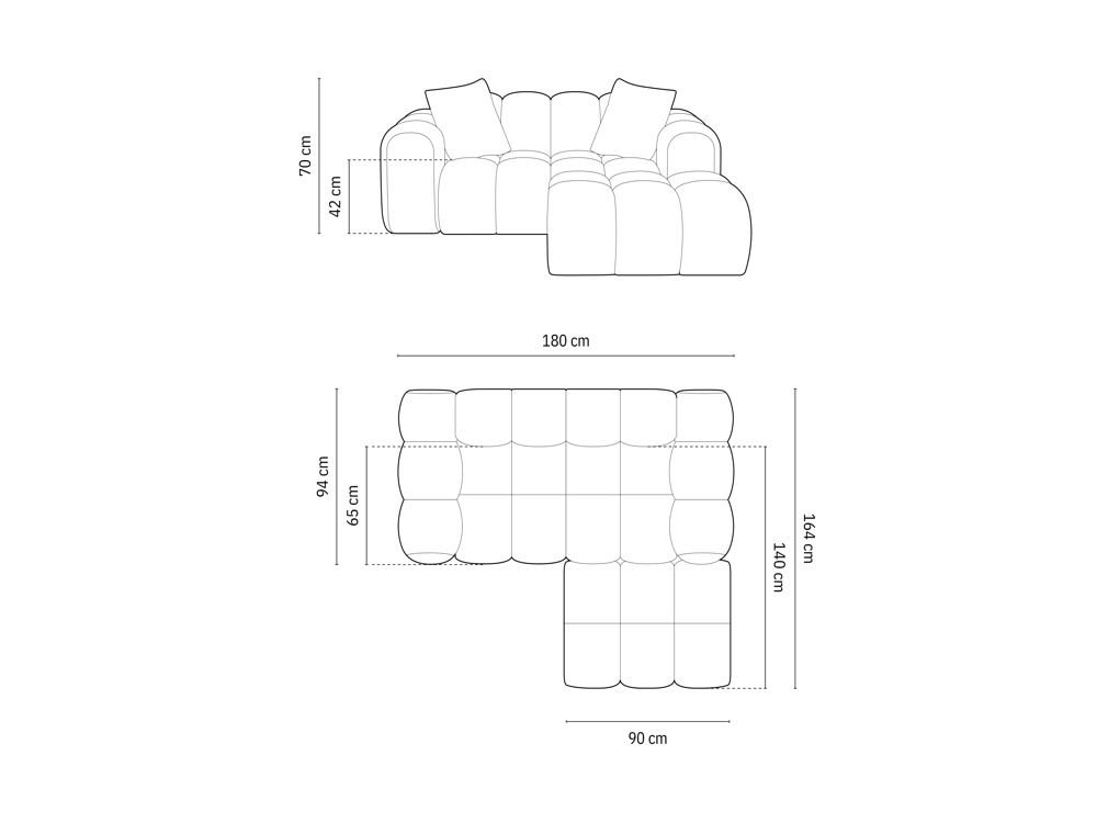 Cosmopolitan Design Ecksofa Treno 2-Sitzer Samt Bluvel Cappuccino Rechts