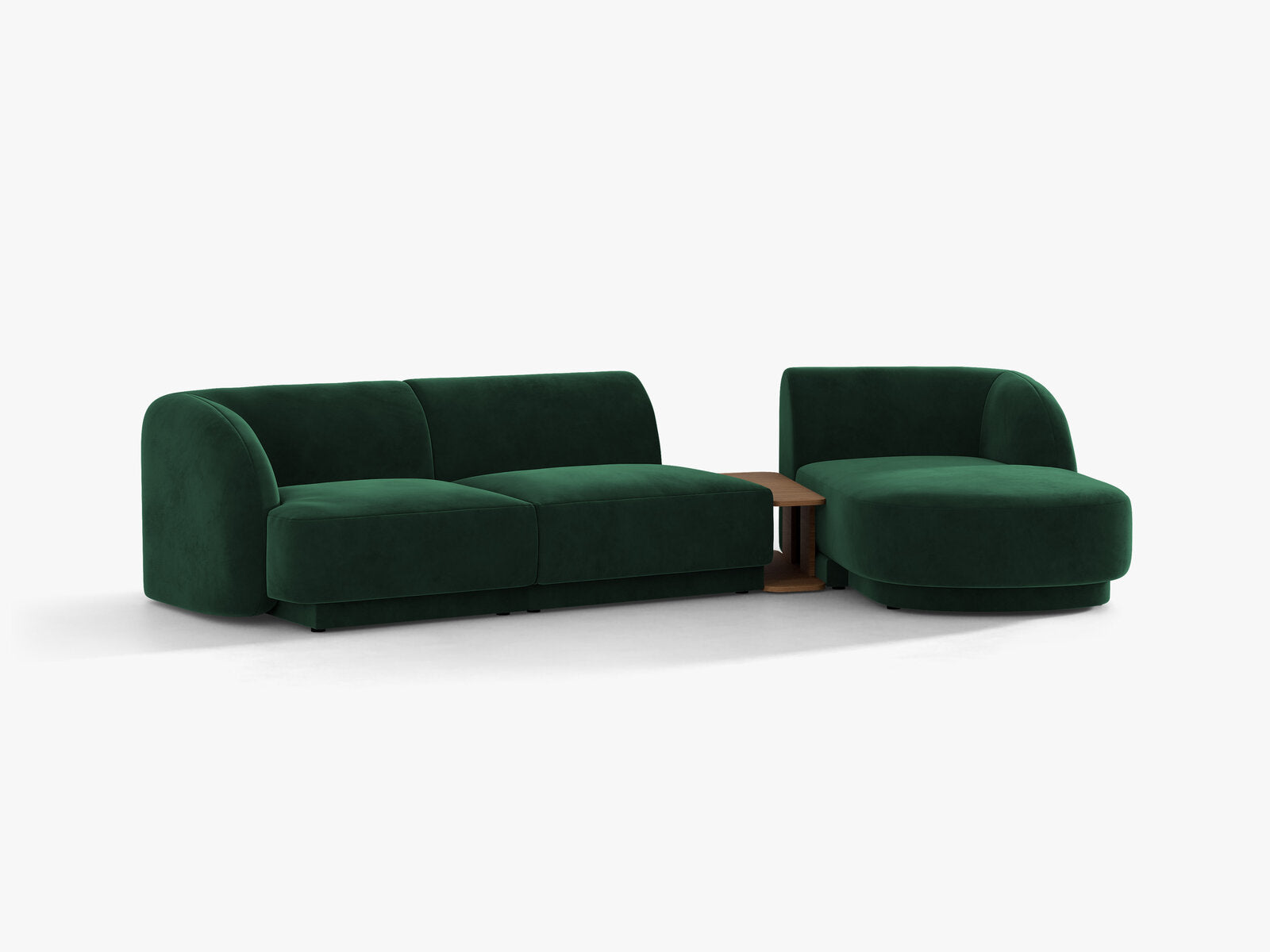 Micadoni Modulares Sofa Miley mit Recamiere 3-Sitzer Rechts Samt Bluvel Flaschengrün