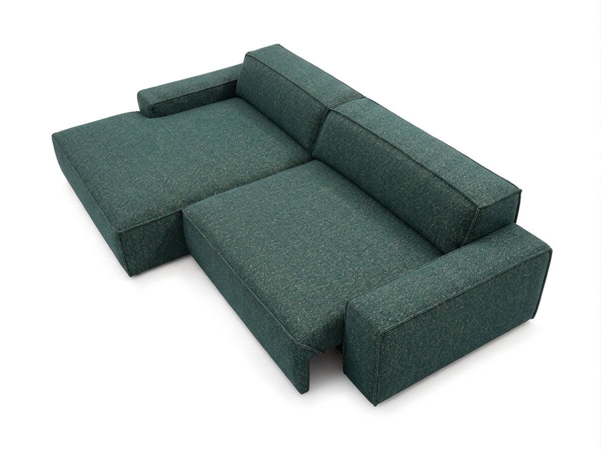 Bobochic Abel Ecksofa mit Schlaffunktion Melange-Stoff Grün Ecke links