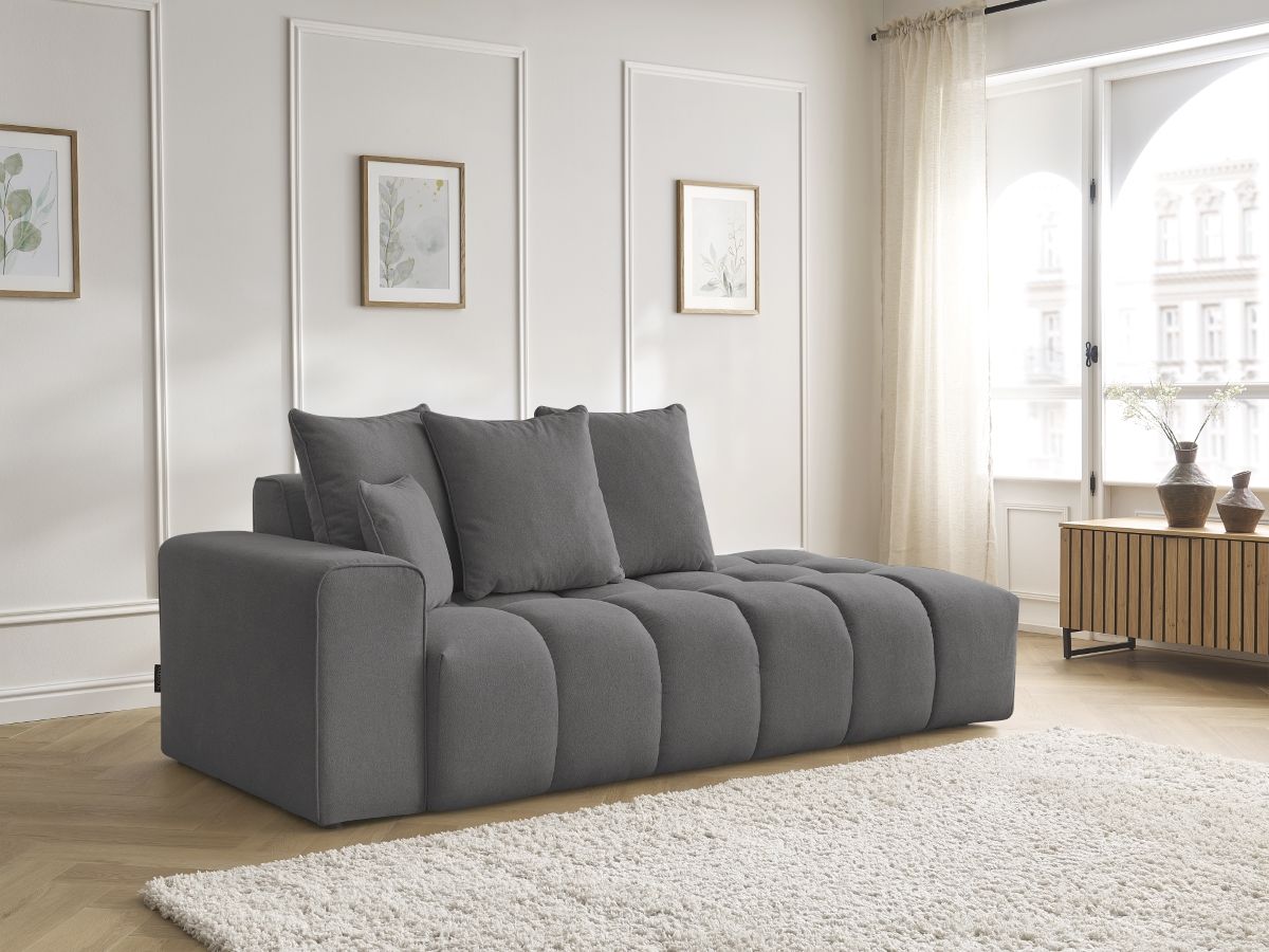 Bobochic Mont-blanc Sofa 4-Sitzer Melange-Stoff Dunkelgrau Armlehne links