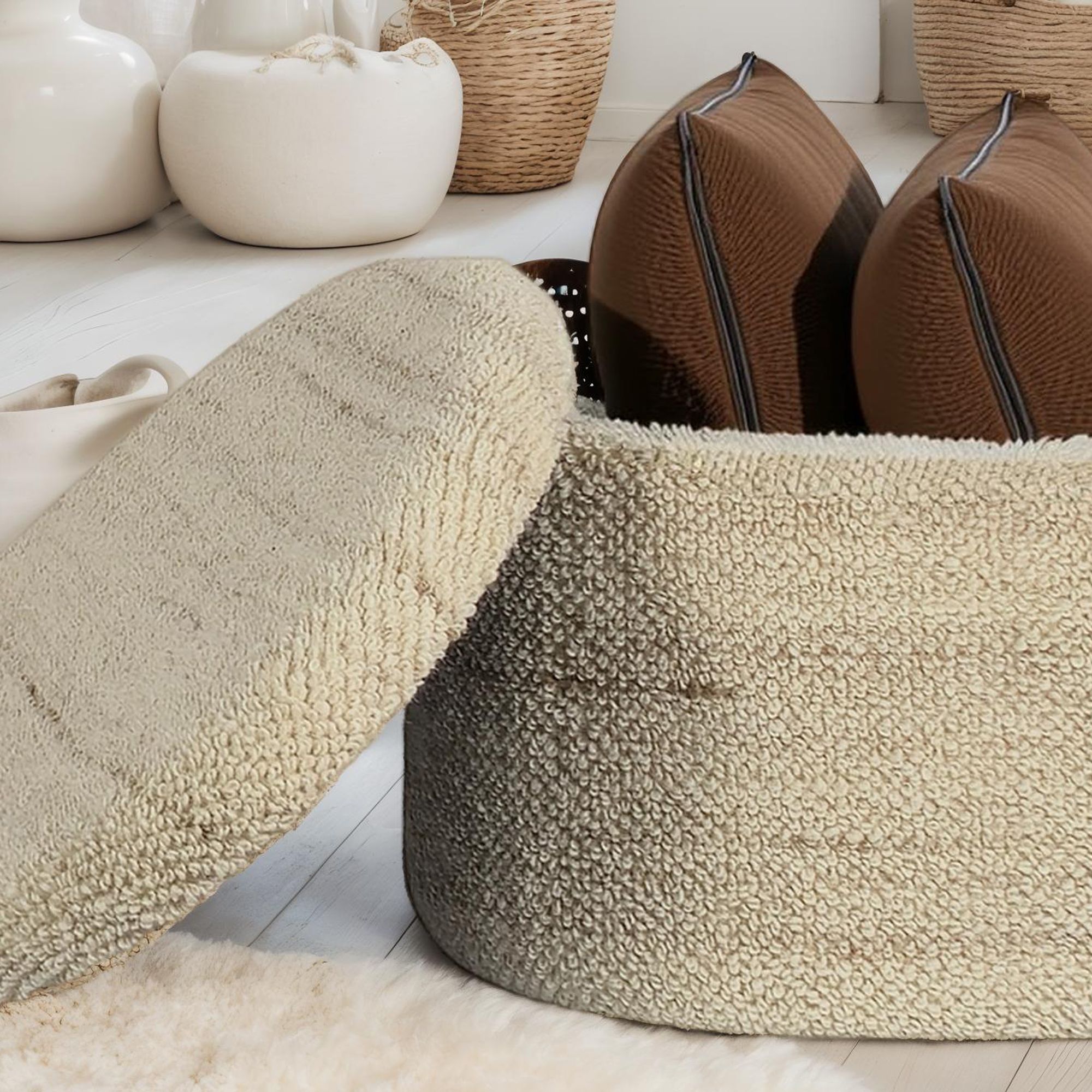 Sitzhocker Oteren Stoff Braun 81 × 62 × 40 cm