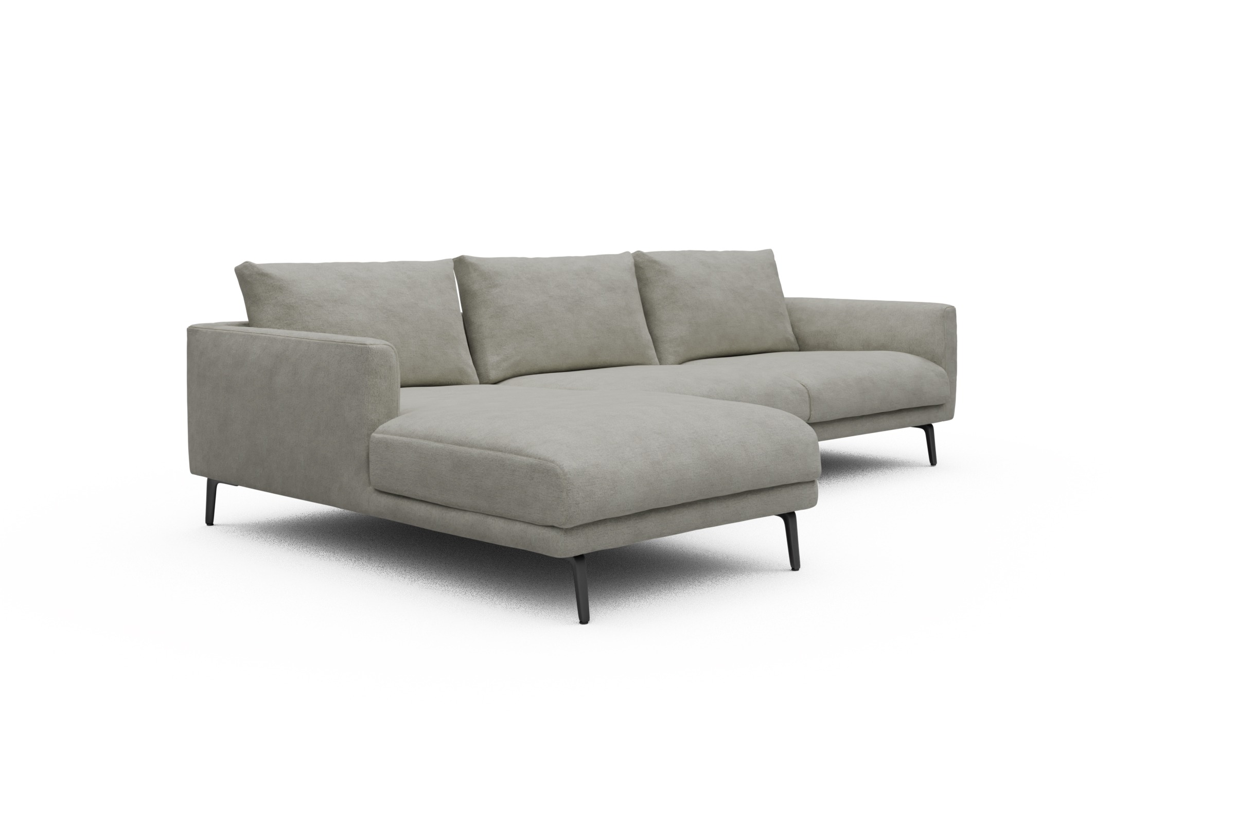 Ecksofa Karl Chaiselongue links mit 2,5-Sitzer Carreno-Moon-Stone-White