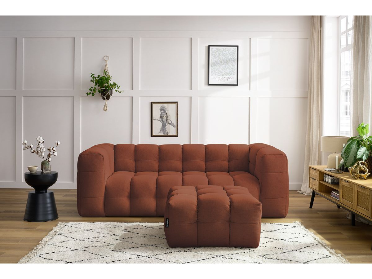 Bobochic Cloud Sofa 4-Sitzer mit Pouf Stoff Orange